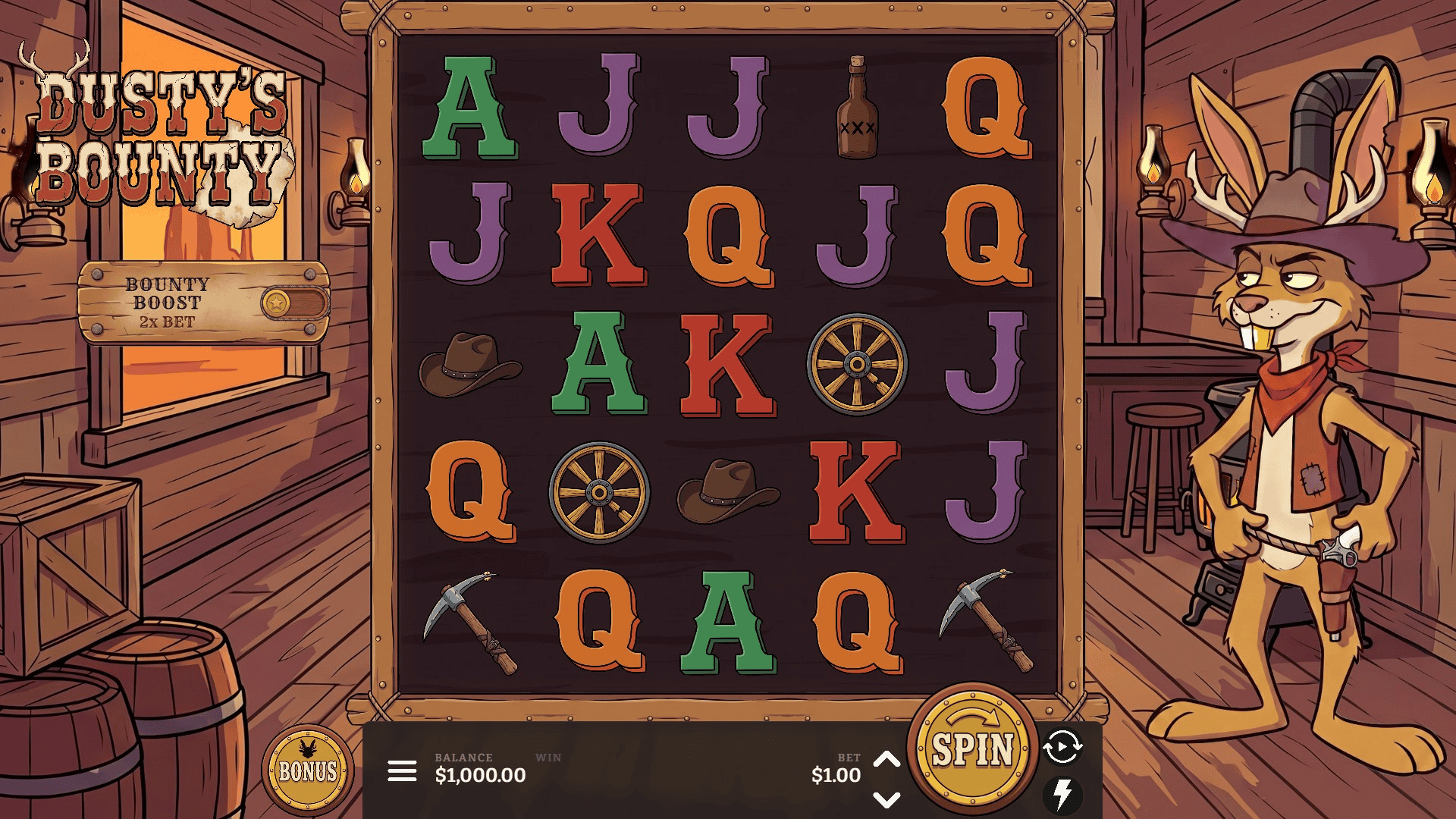 Dustys Bounty slot gameplay reels