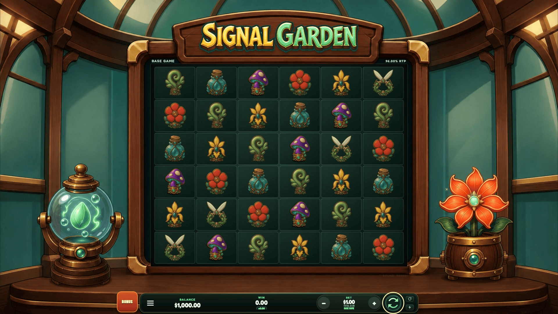 Signal Garden slot gameplay reels