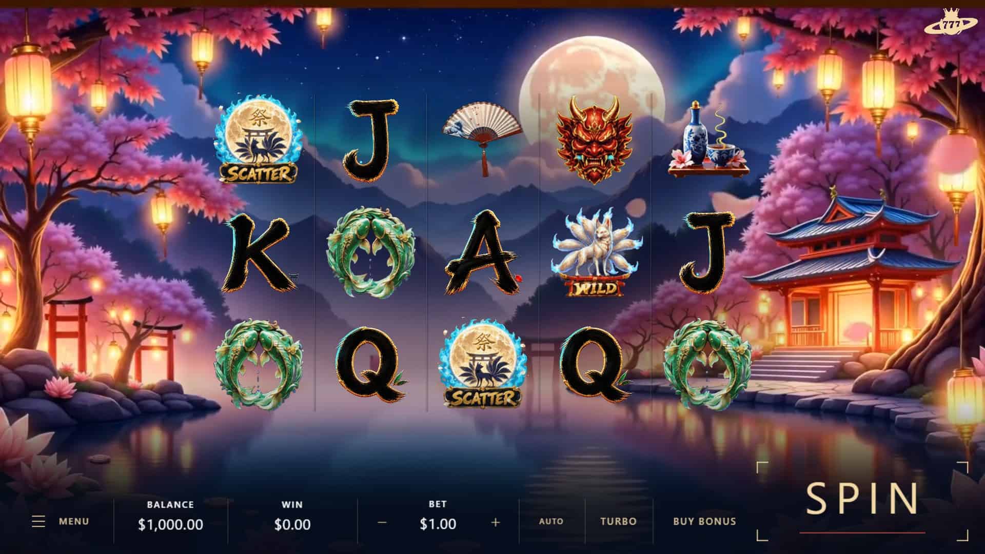 Kitsune: The Nine Flames slot gameplay reels