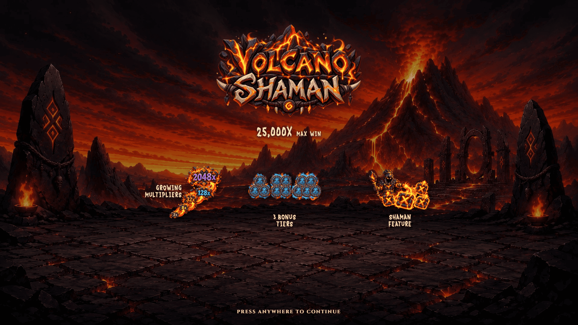 Volcano Shaman slot intro screen