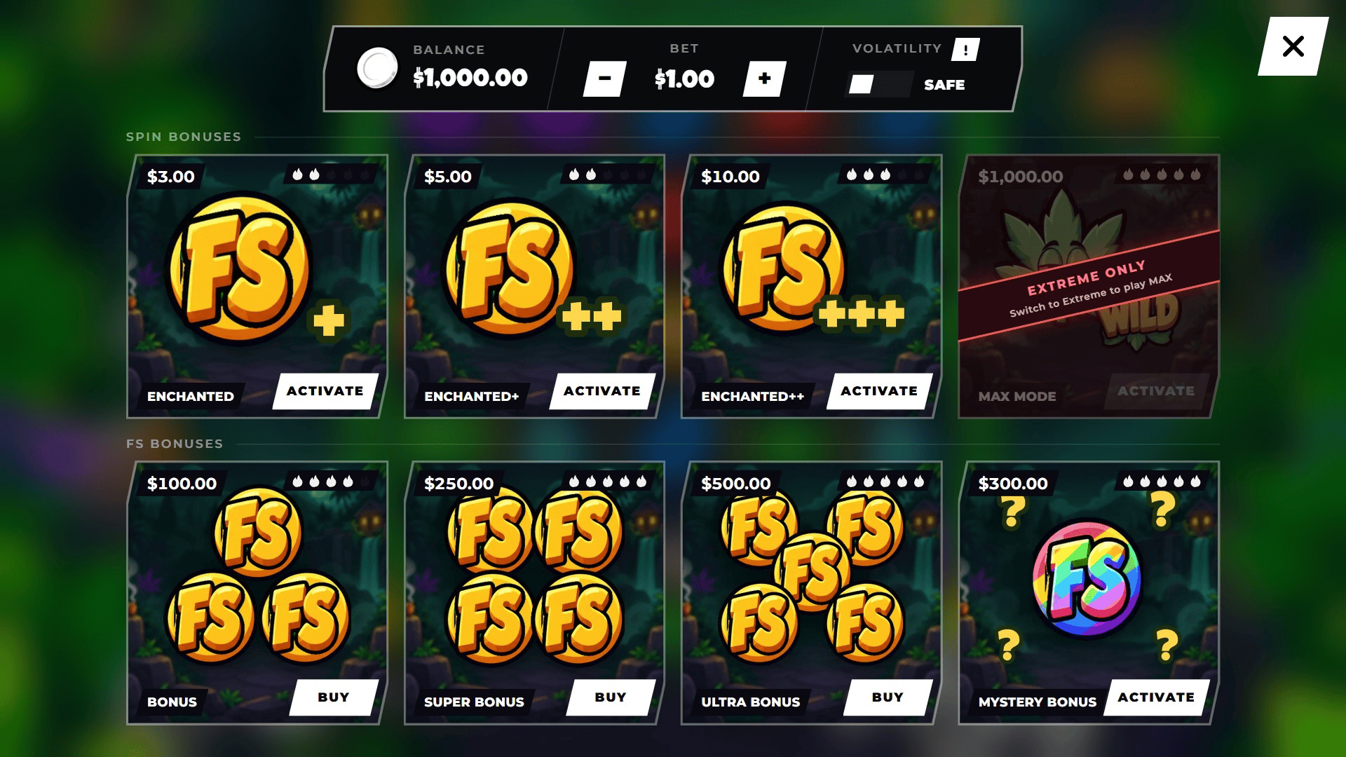 Ganja Havoc bonus buy menu