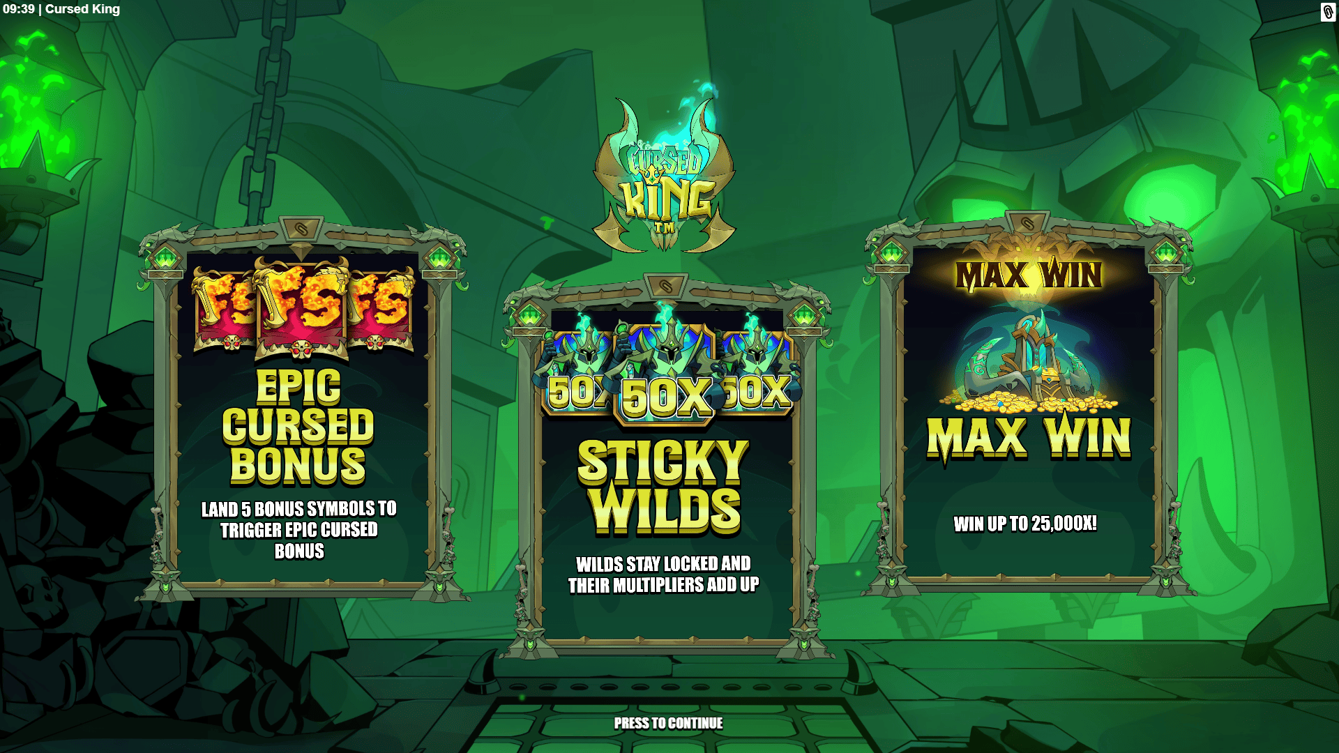 Cursed King slot intro screen