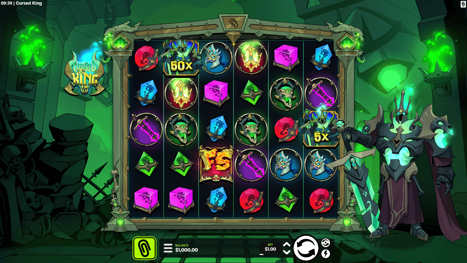 Cursed King slot gameplay reels