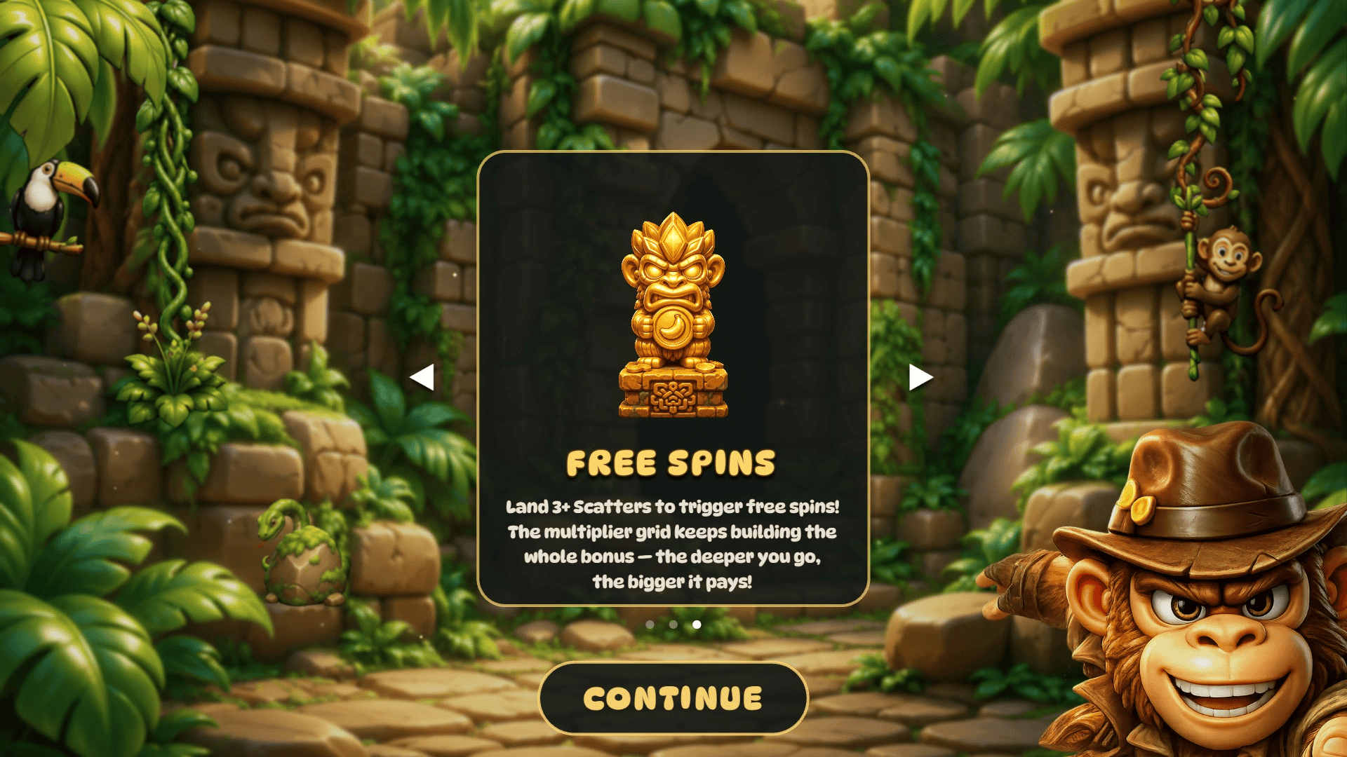 Banana Jones: Golden Peel slot intro screen