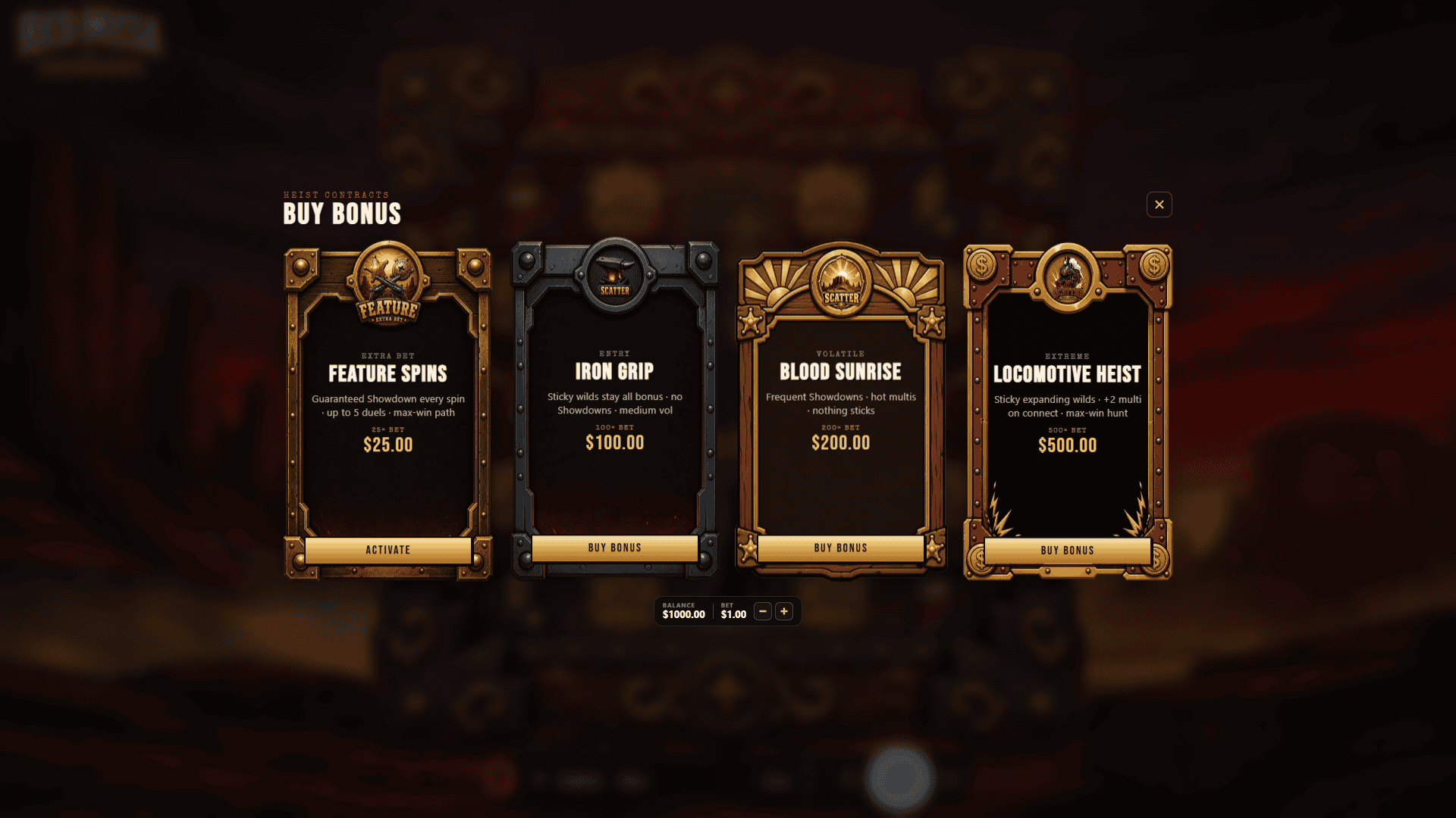 Red Mesa bonus buy menu