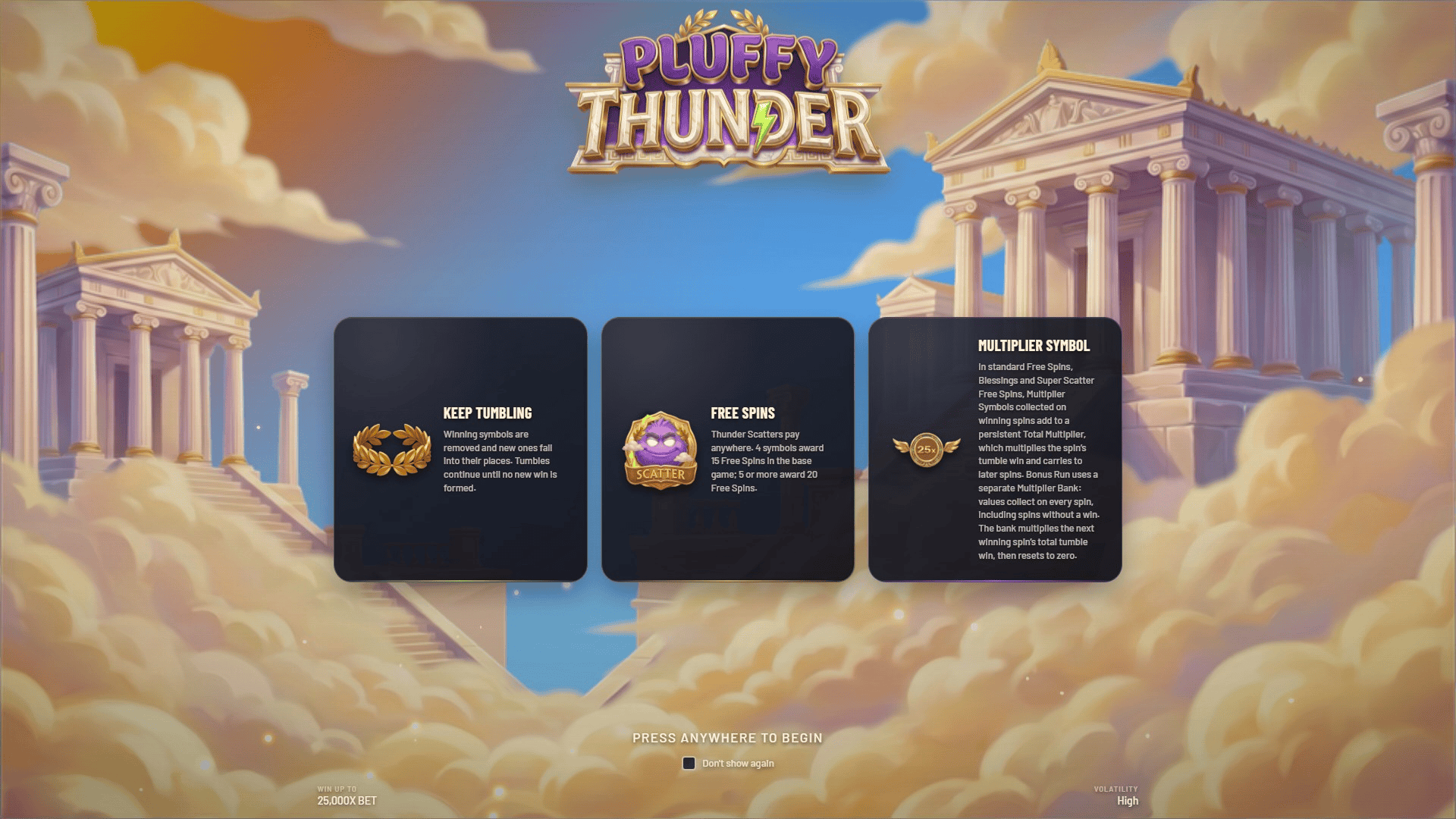 Pluffy Thunder slot intro screen