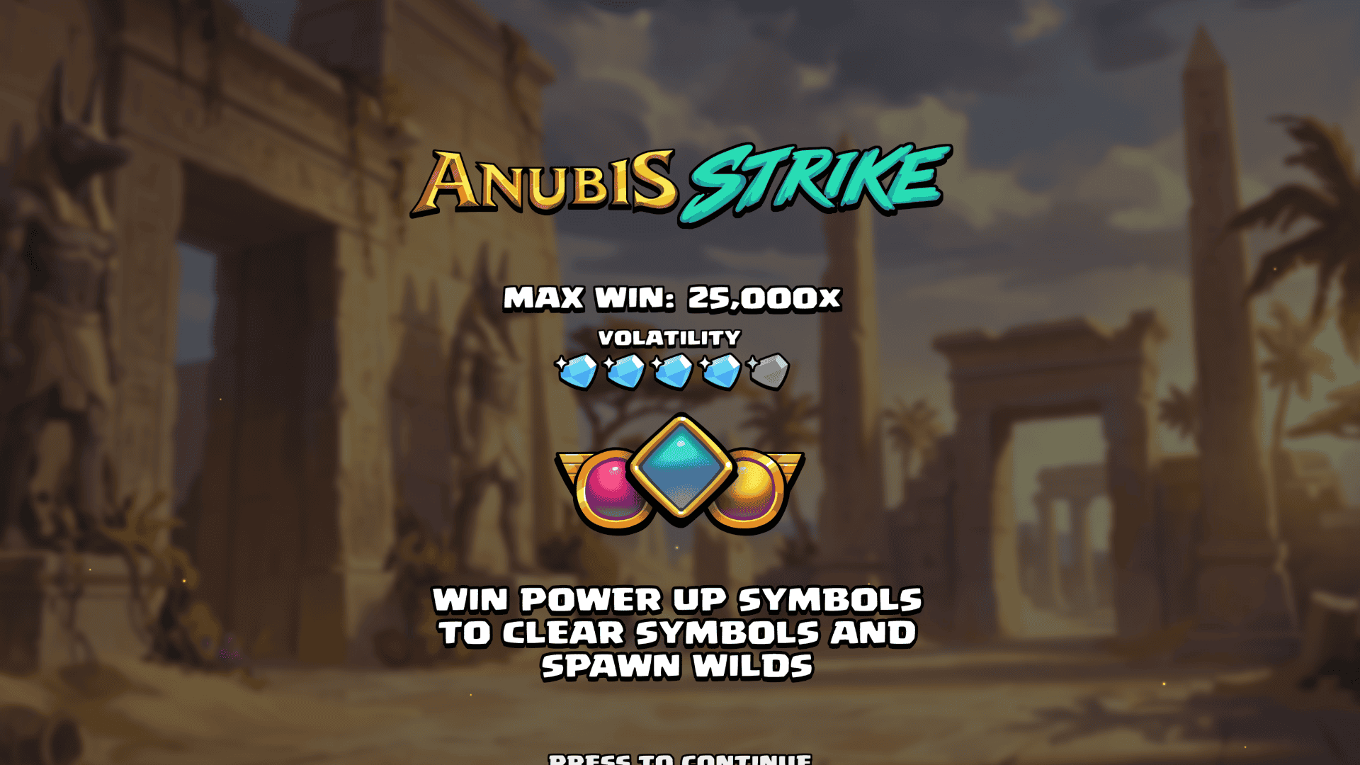 Anubis Strike slot intro screen