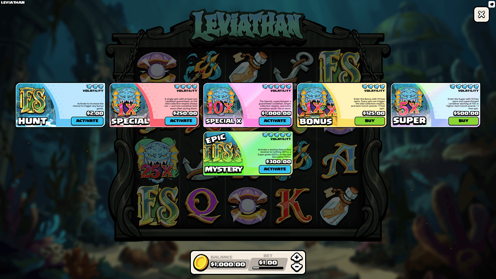 Leviathan bonus buy menu