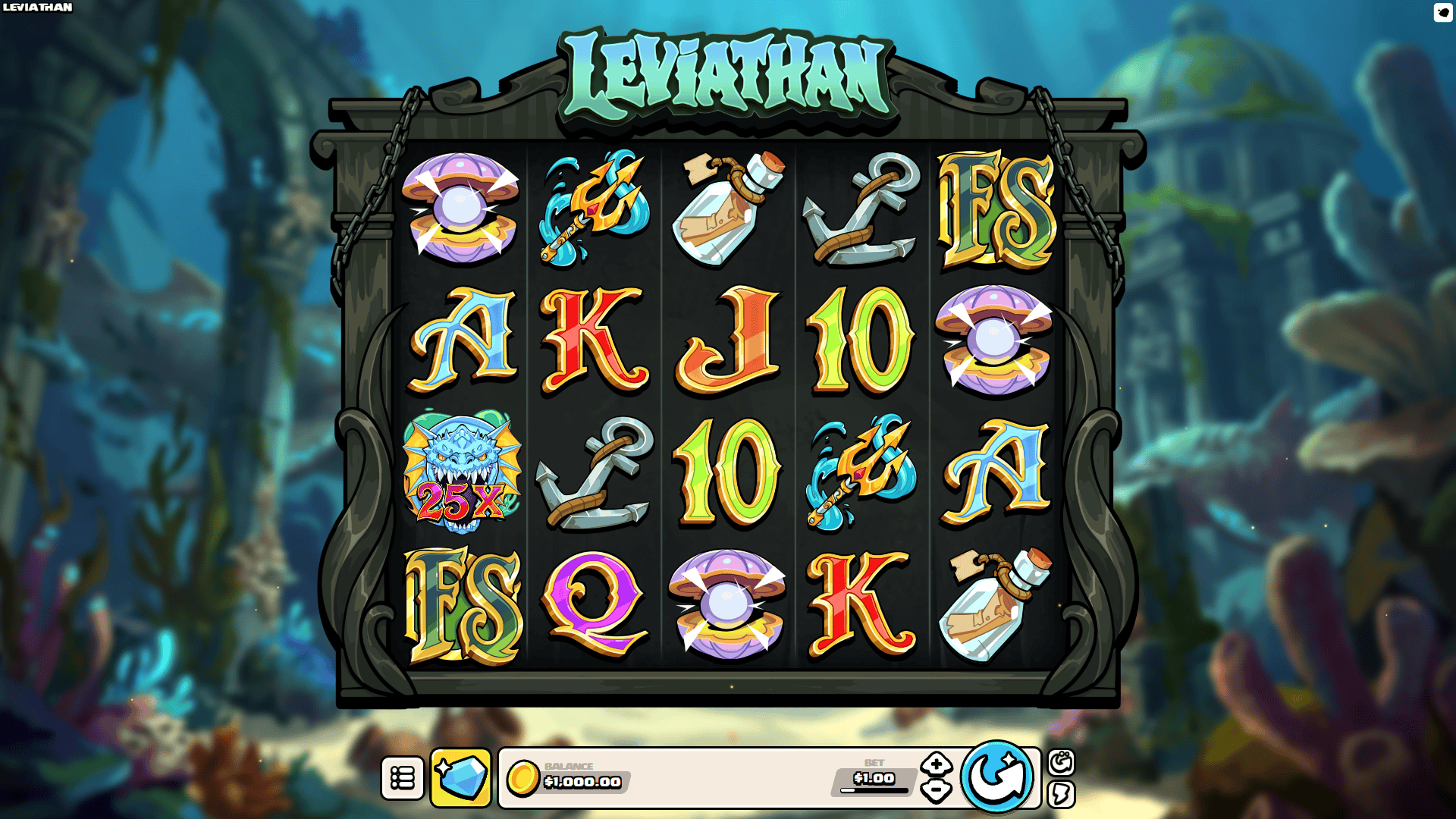 Leviathan slot gameplay reels