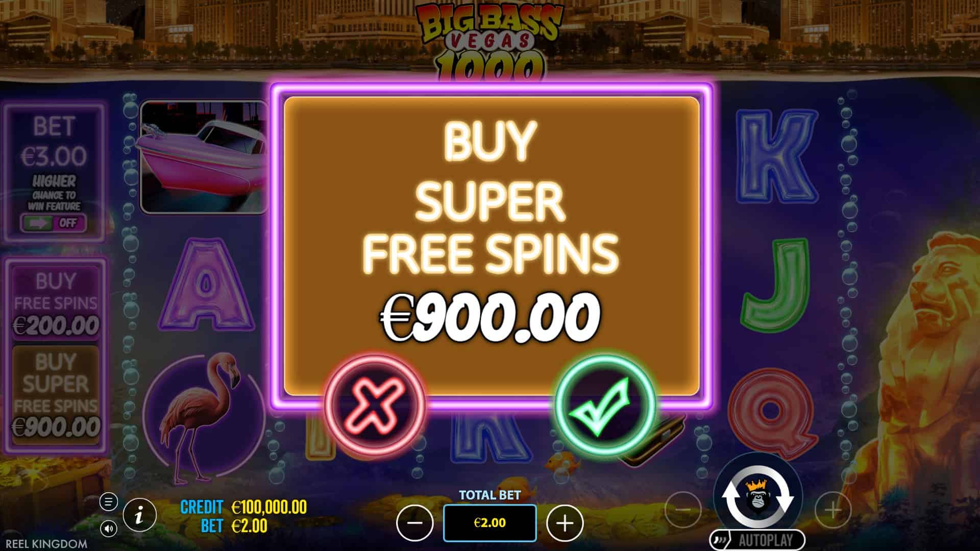 Big Bass Vegas 1000 bonus buy menu