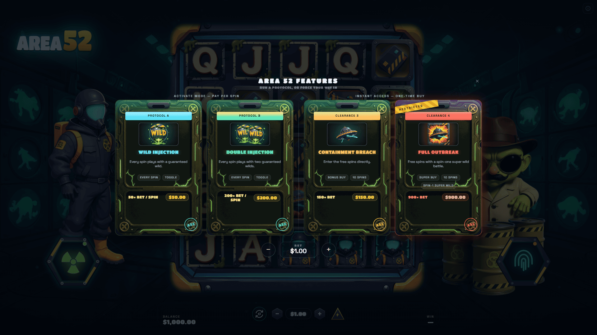 Area 52 bonus buy menu