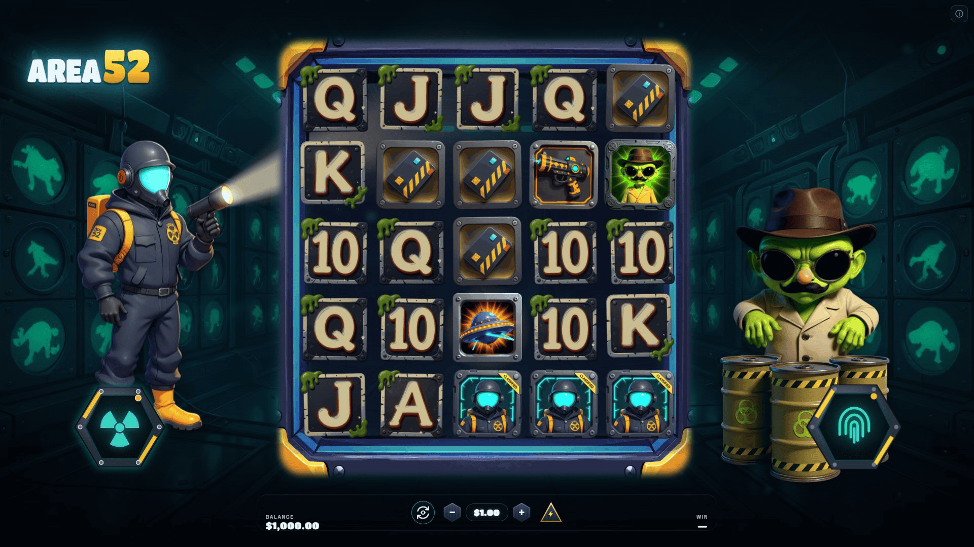 Area 52 slot gameplay reels