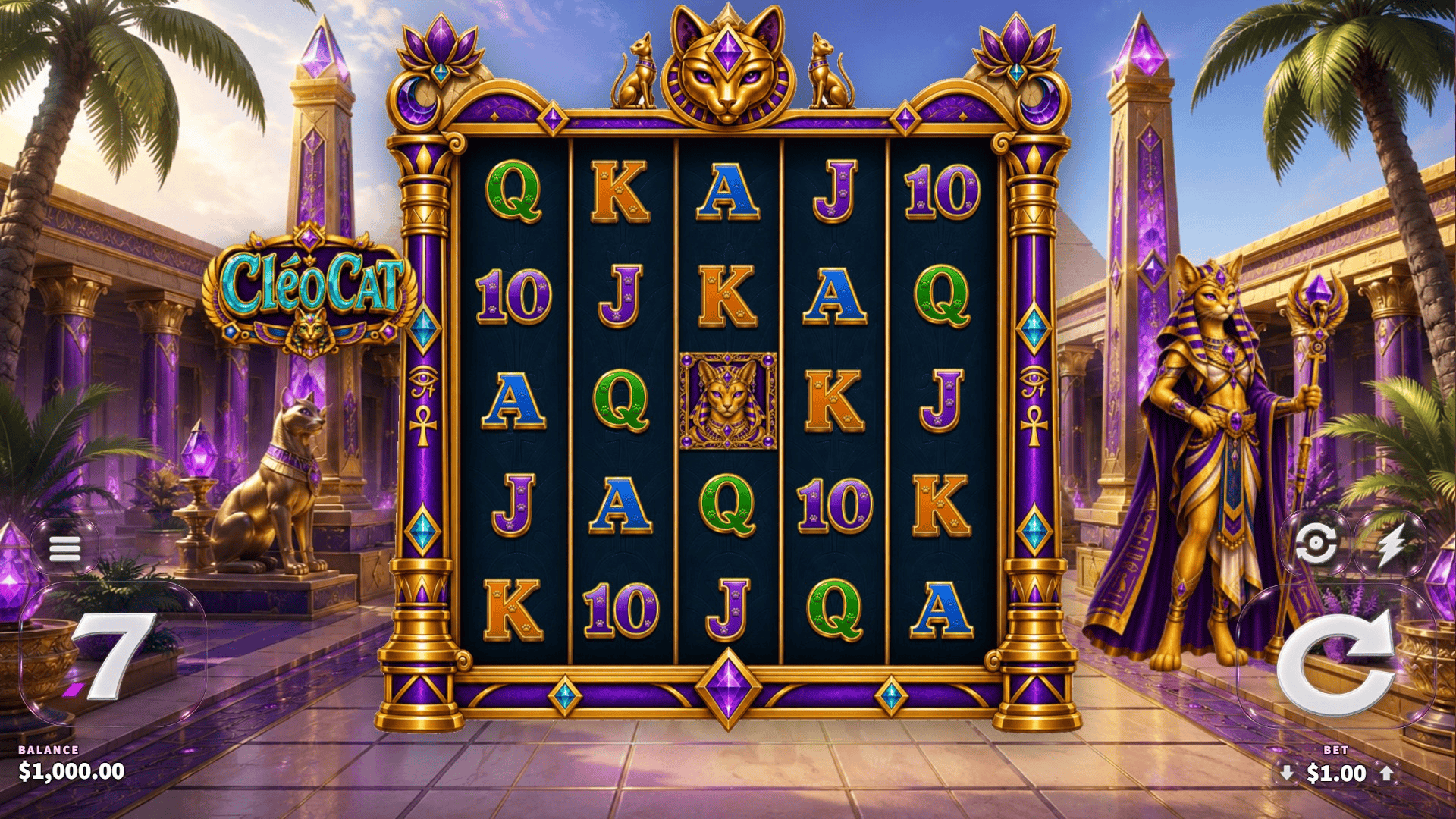 Cl&eacute;oCat slot gameplay reels