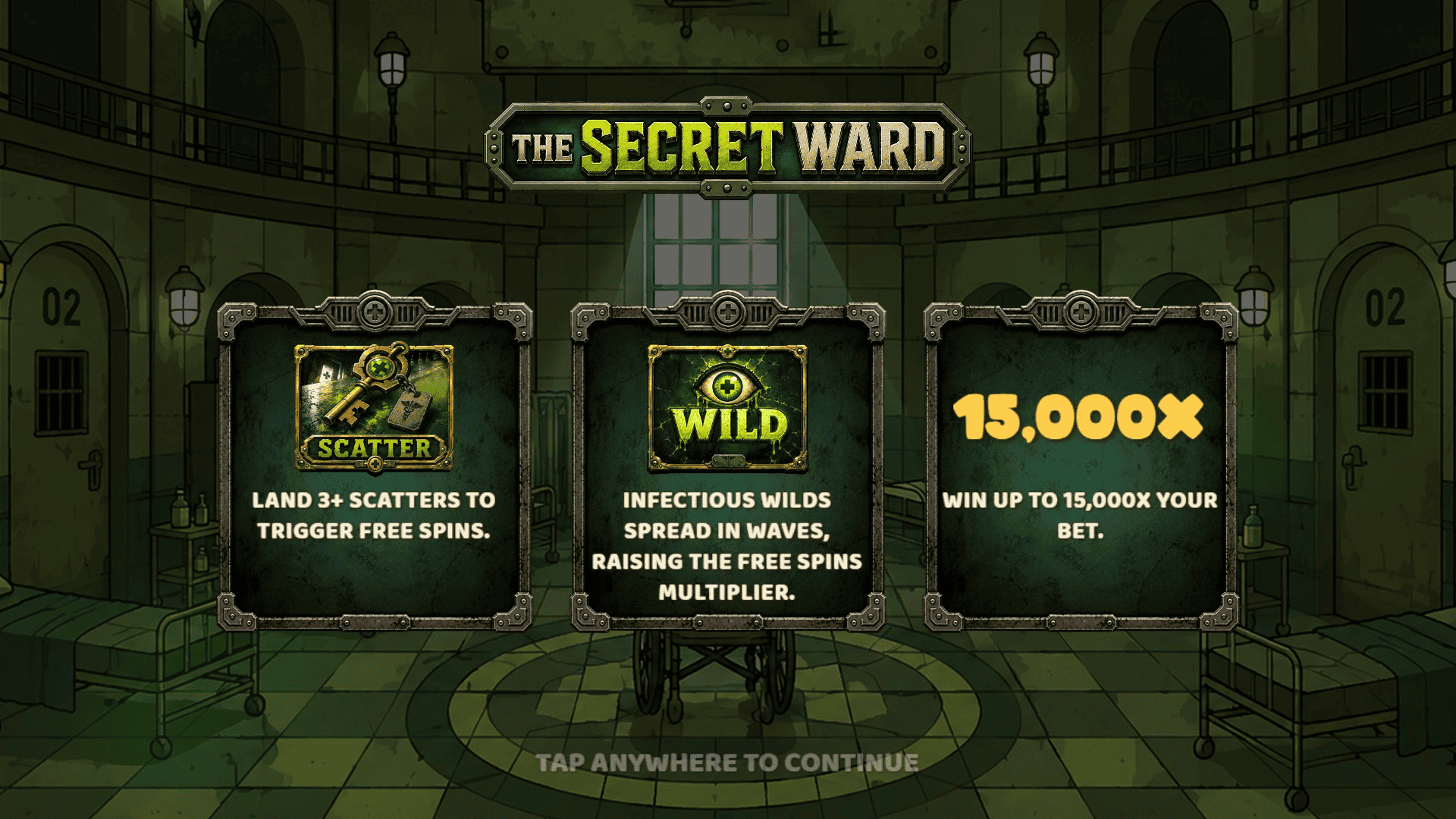 The Secret Ward slot intro screen