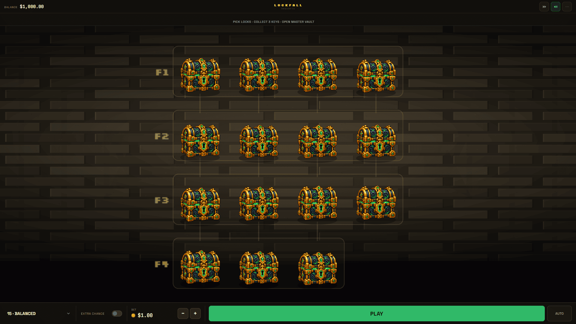 Lockfall slot gameplay reels