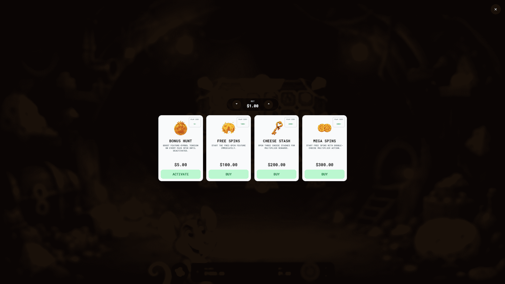 Ratventure bonus buy menu