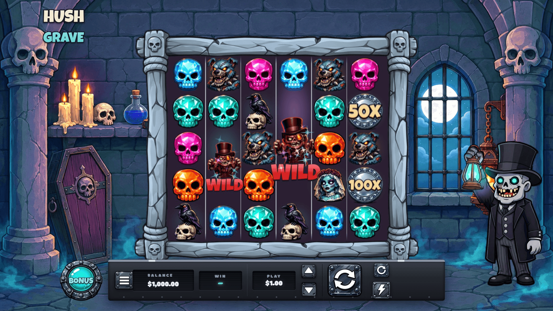 Hush Grave slot gameplay reels