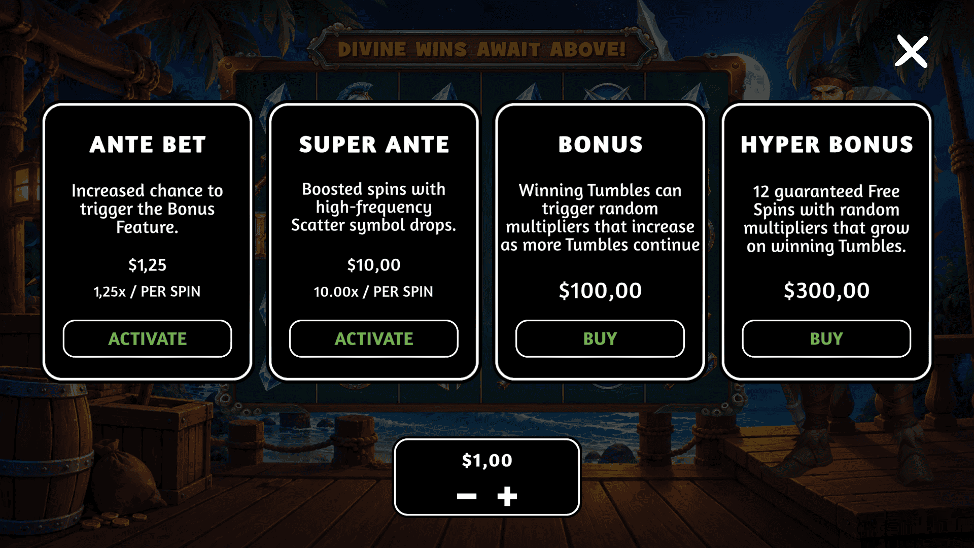Storm Spear bonus buy menu