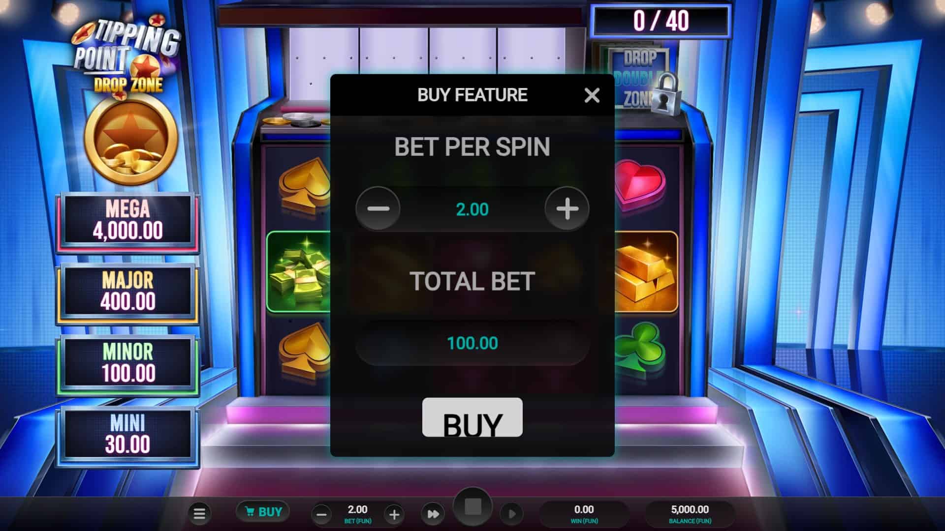 Tipping Point Drop Zone bonus buy menu