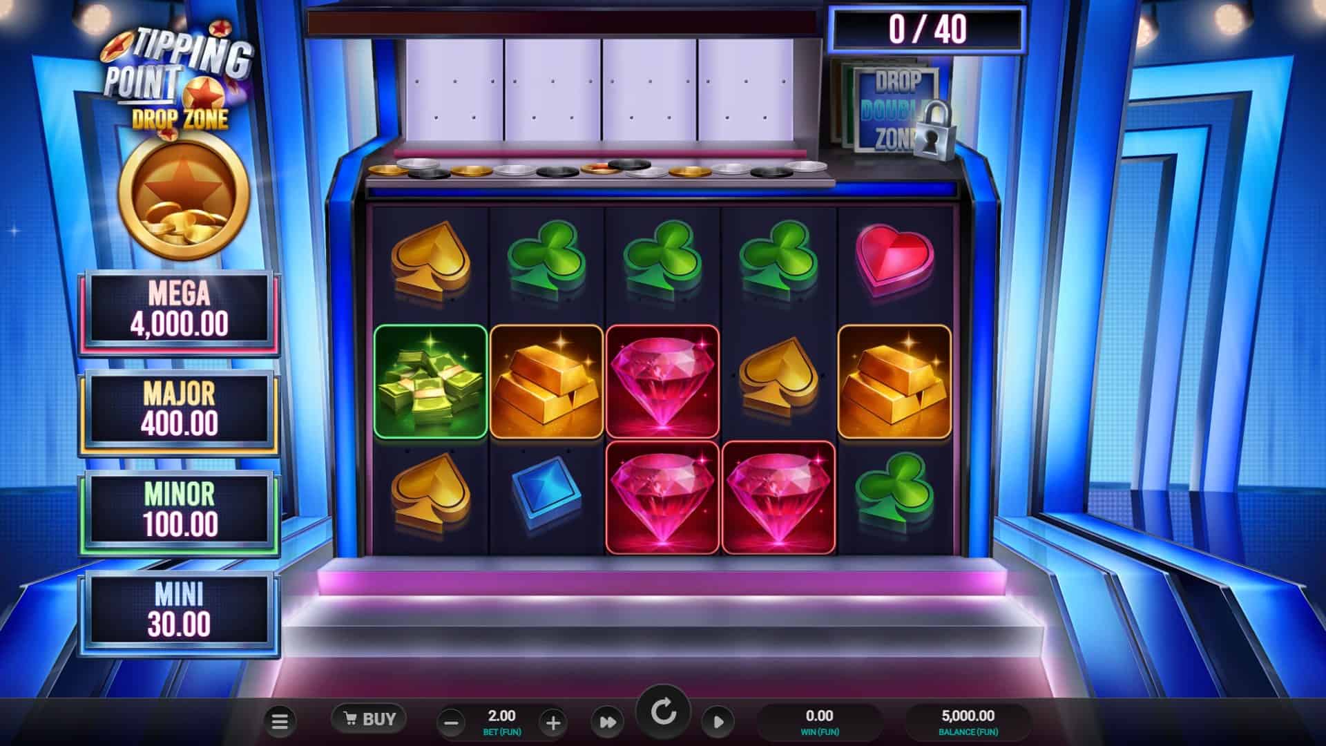 Tipping Point Drop Zone slot gameplay reels