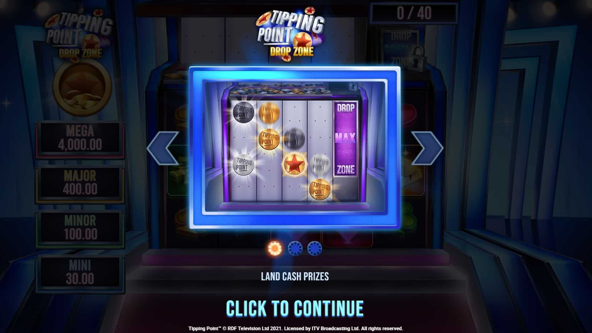 Tipping Point Drop Zone slot intro screen