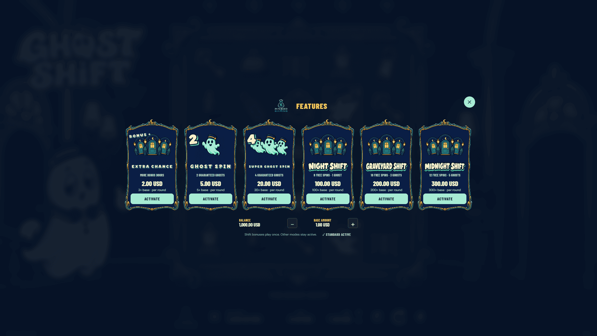 Ghost Shift bonus buy menu