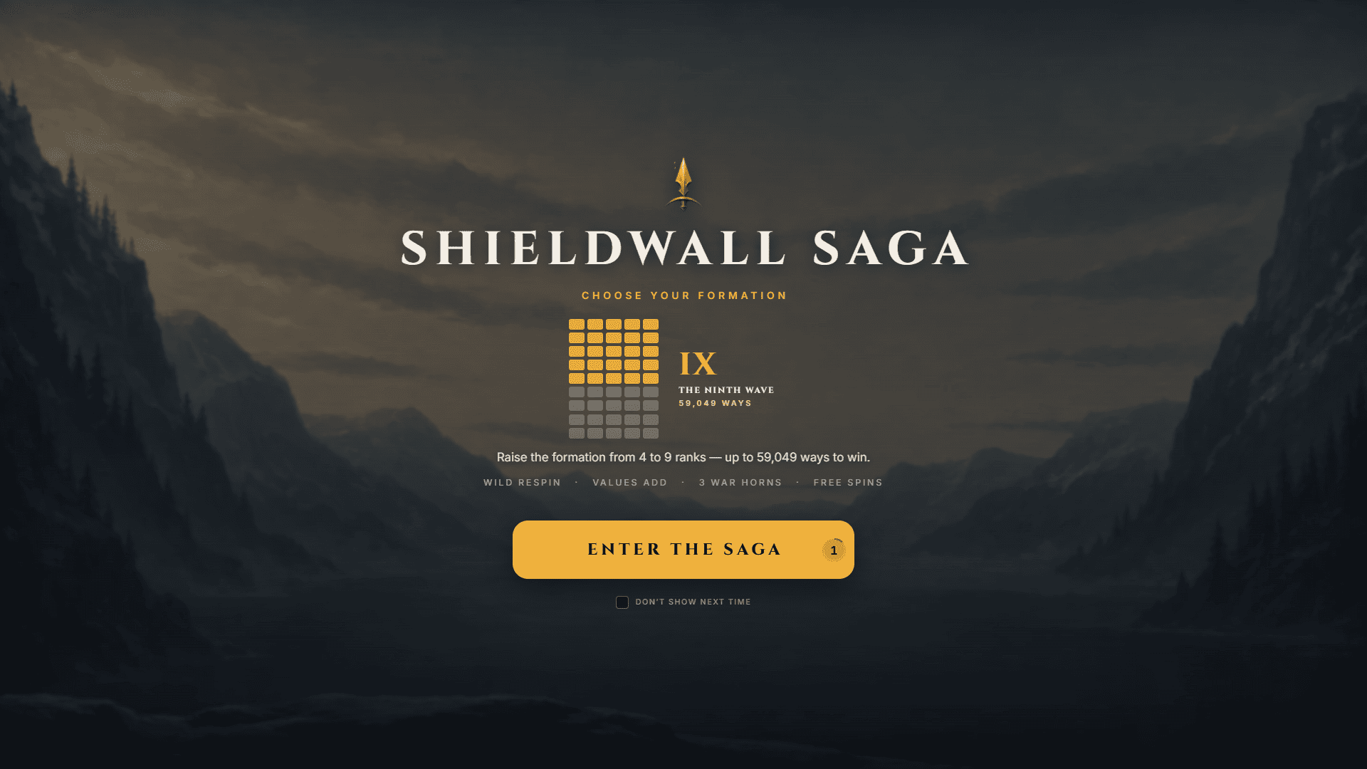Shieldwall Saga slot intro screen