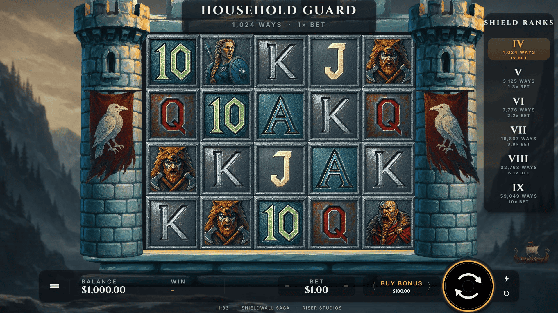 Shieldwall Saga slot gameplay reels