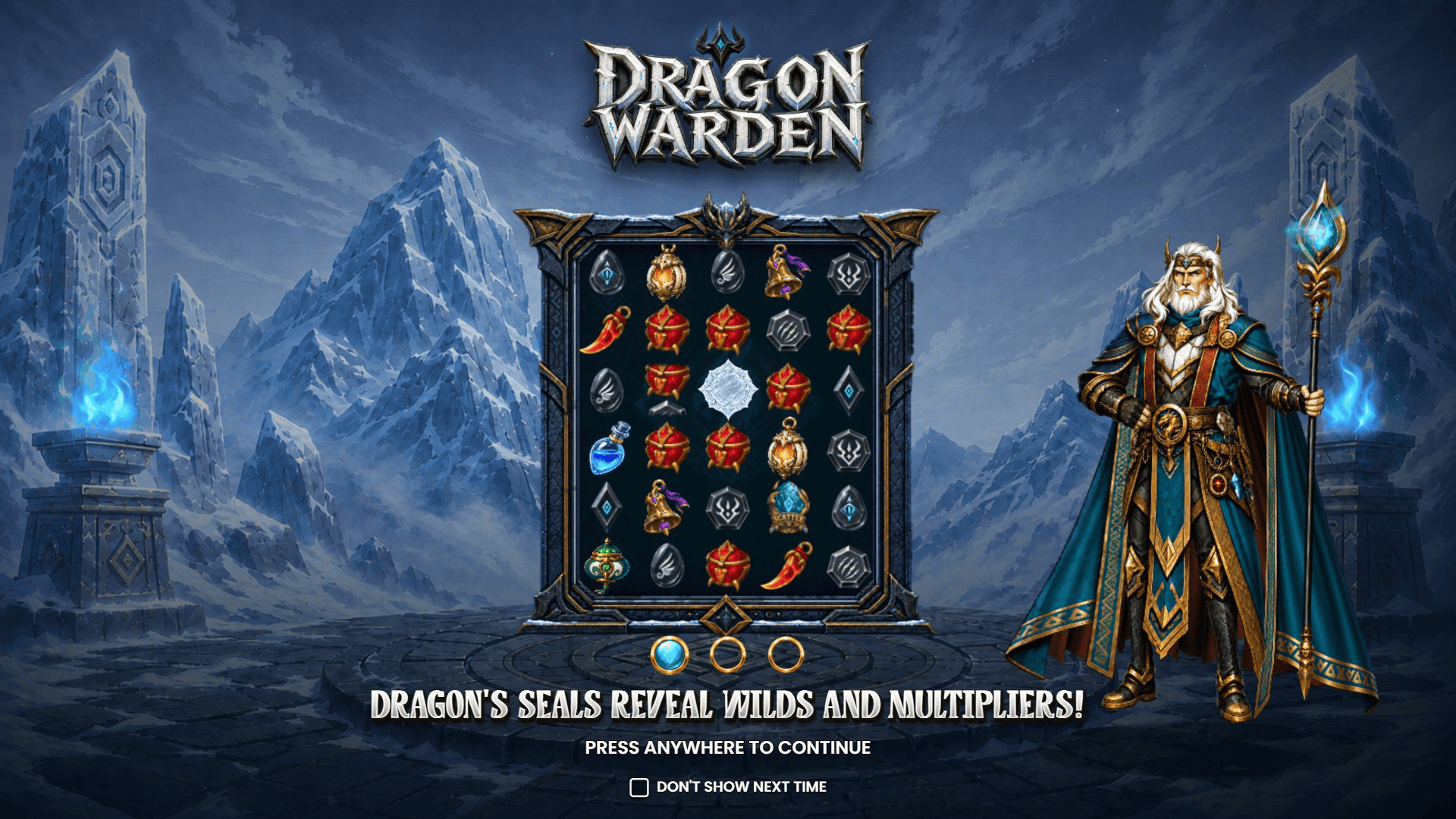 Dragon Warden slot intro screen