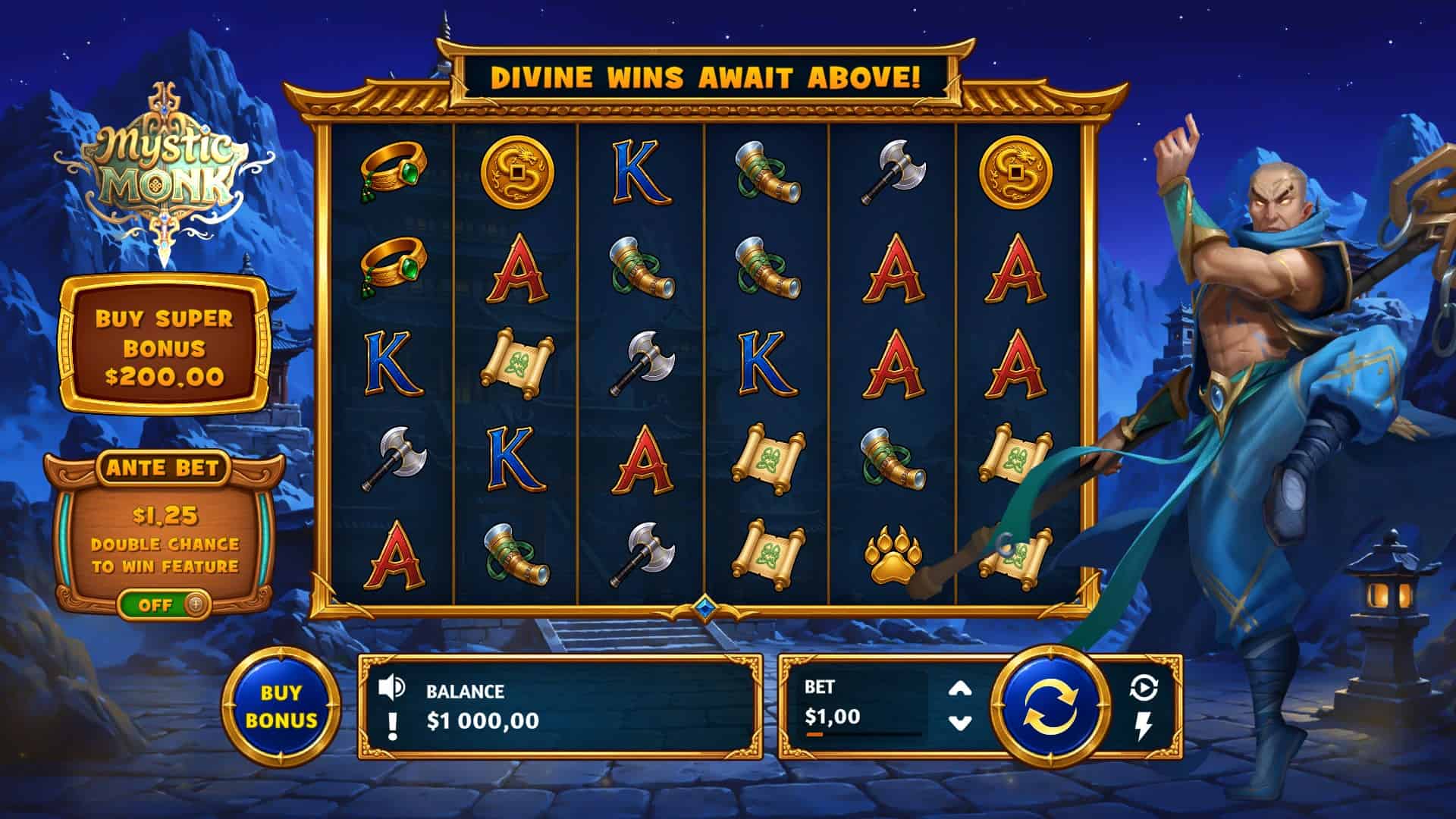 Mystic Monk slot gameplay reels