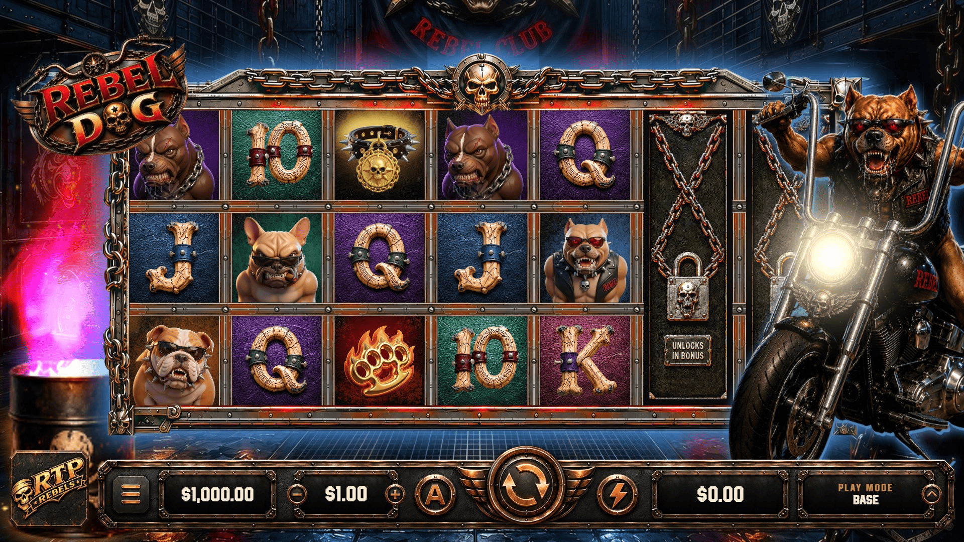 Rebel Dog slot gameplay reels