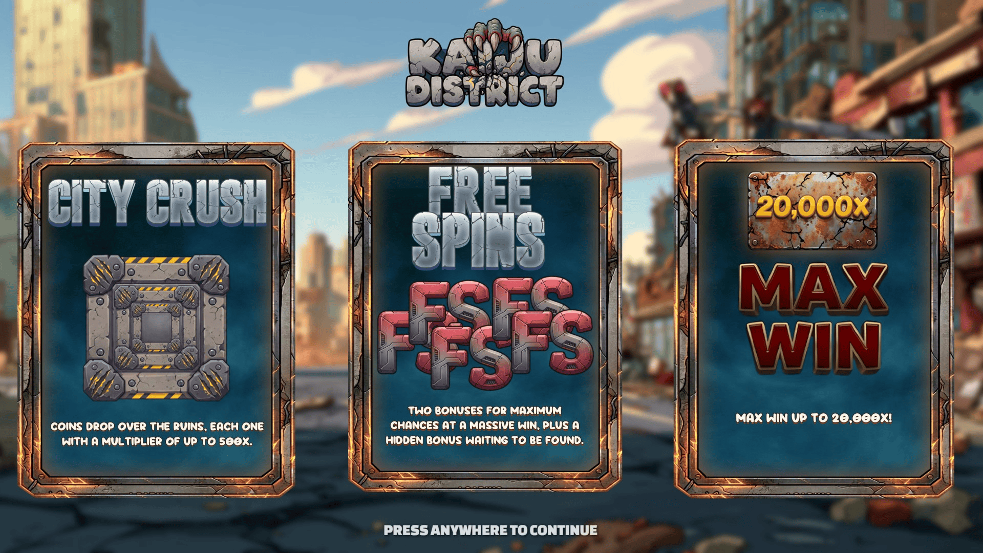 Kaiju District slot intro screen