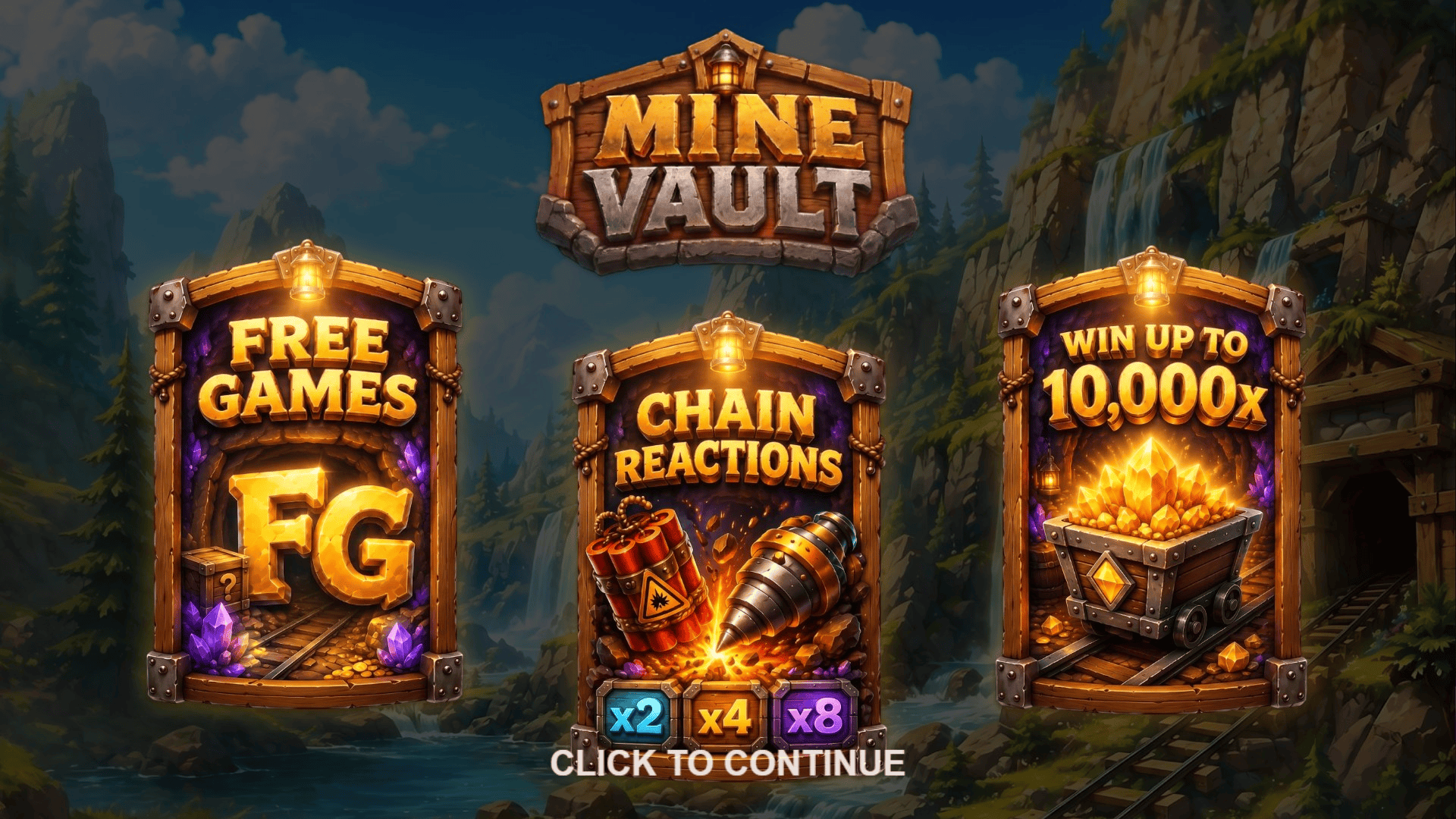 Mine Vault slot intro screen