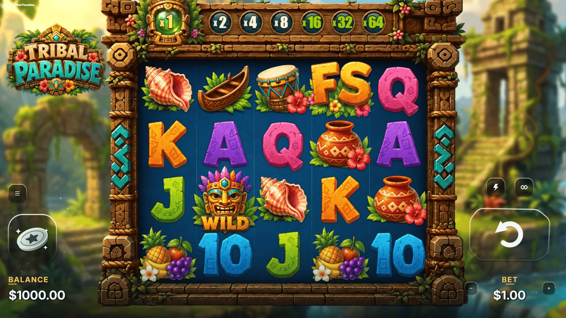 Tribal Paradise slot gameplay reels