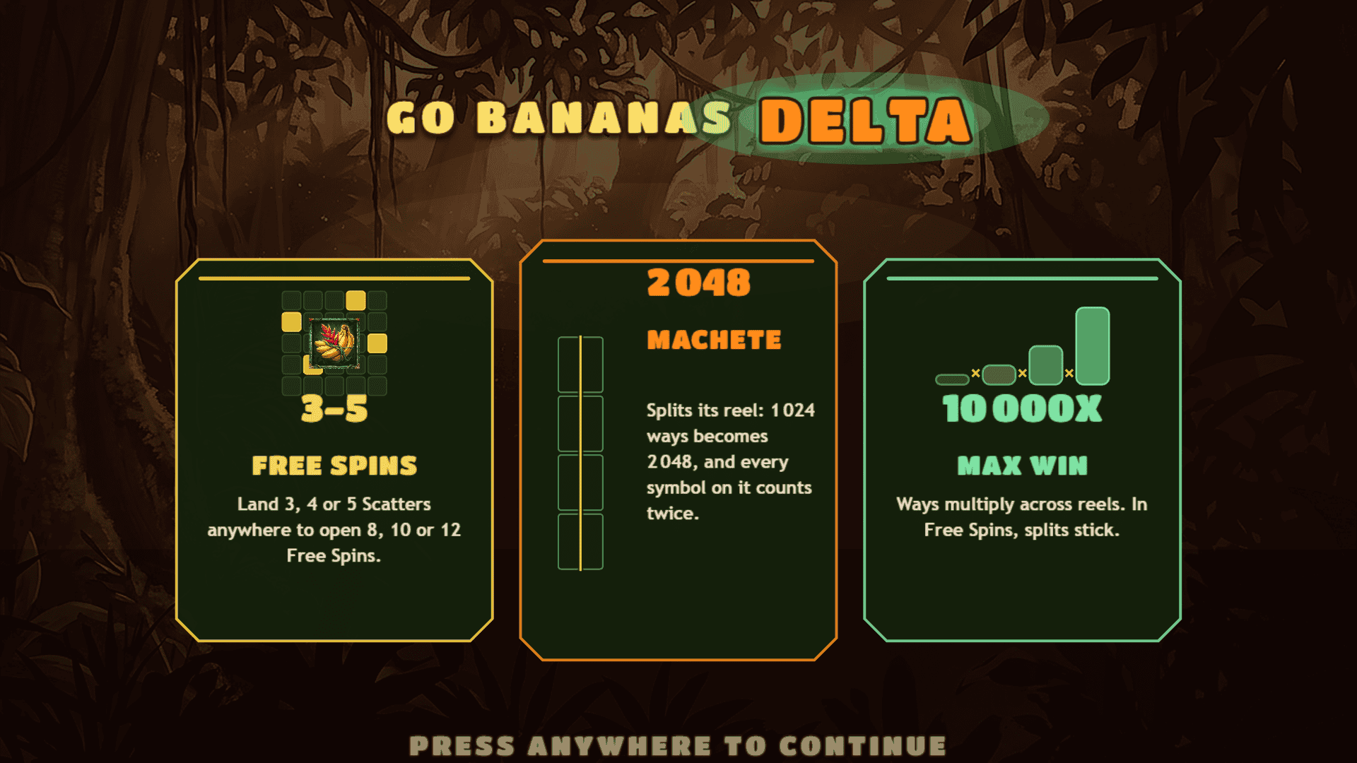 GoBananasDelta slot intro screen