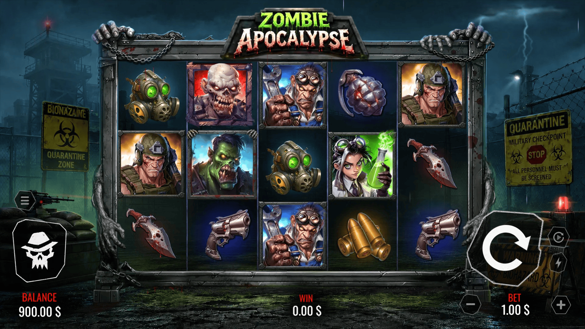 Zombie Apocalypse slot gameplay reels