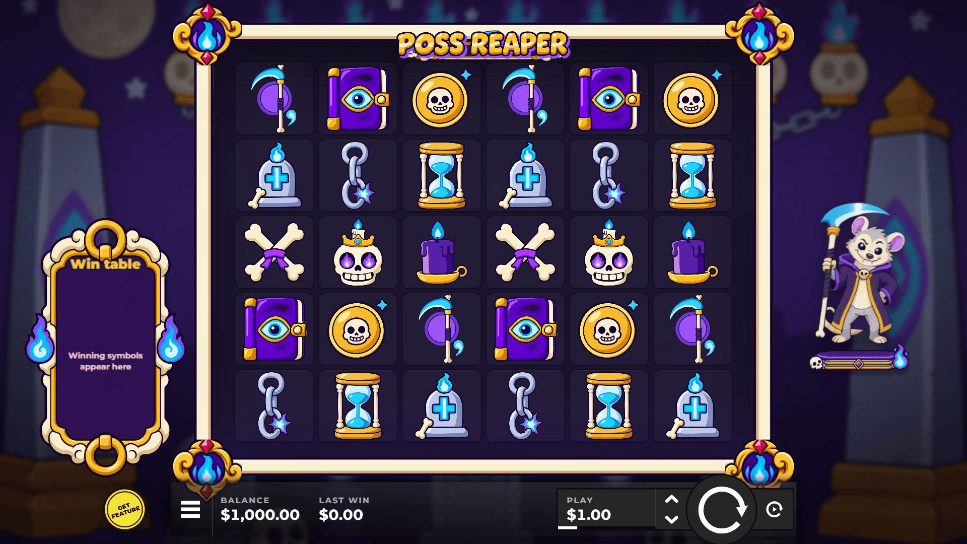 Poss Reaper slot gameplay reels