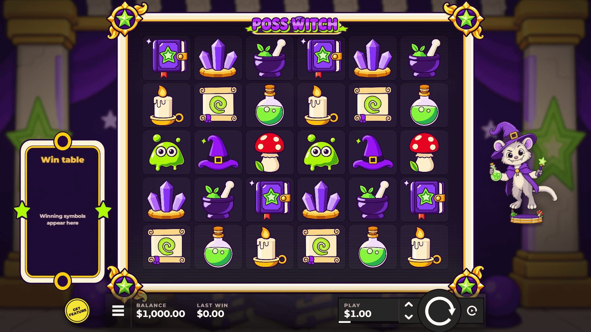 Poss Witch slot gameplay reels