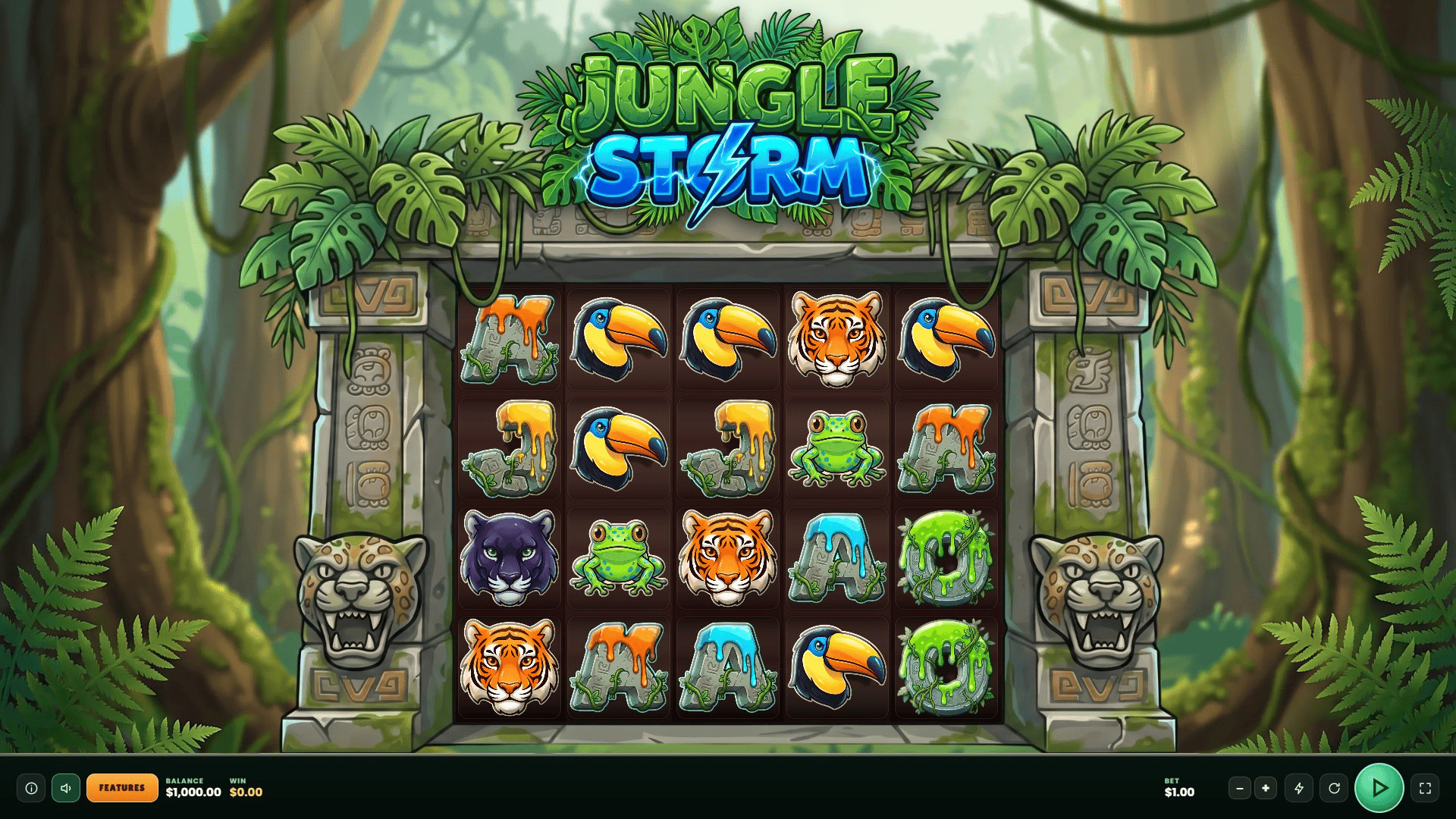 Jungle Storm slot gameplay reels
