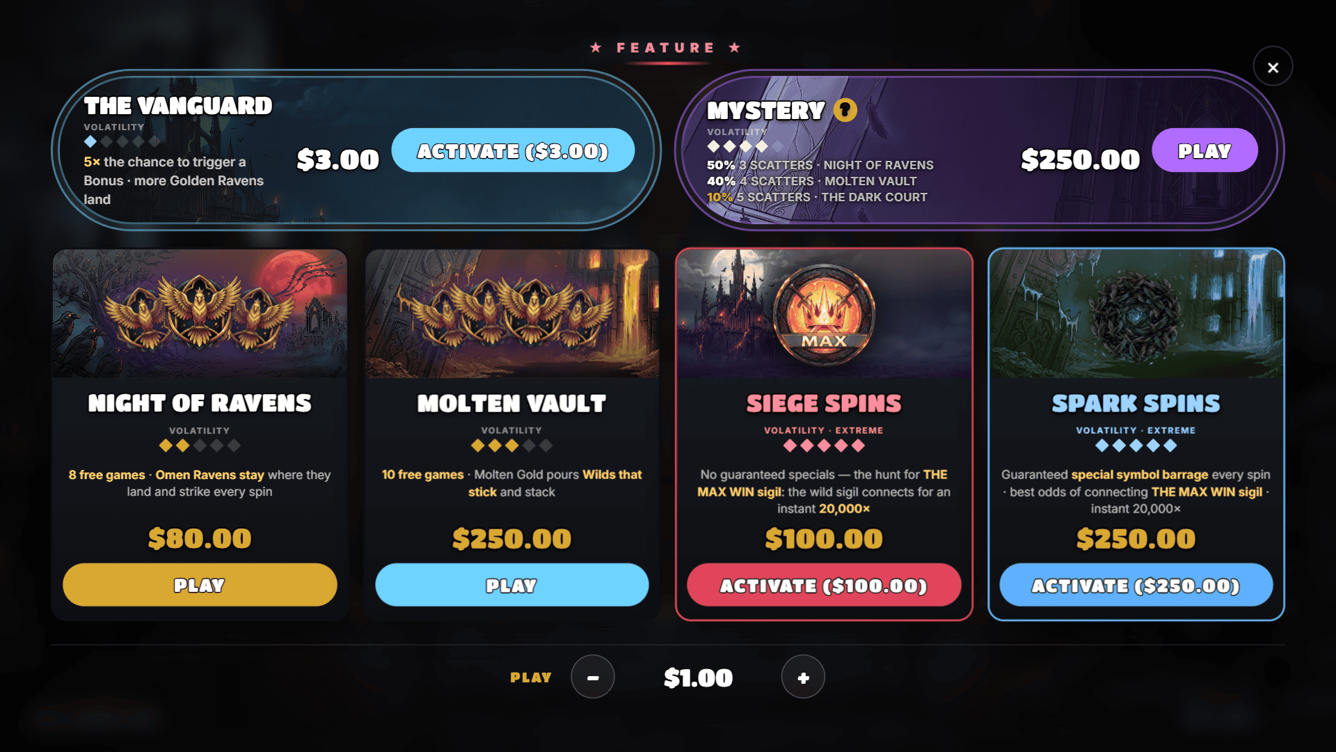 Dread Knight bonus buy menu