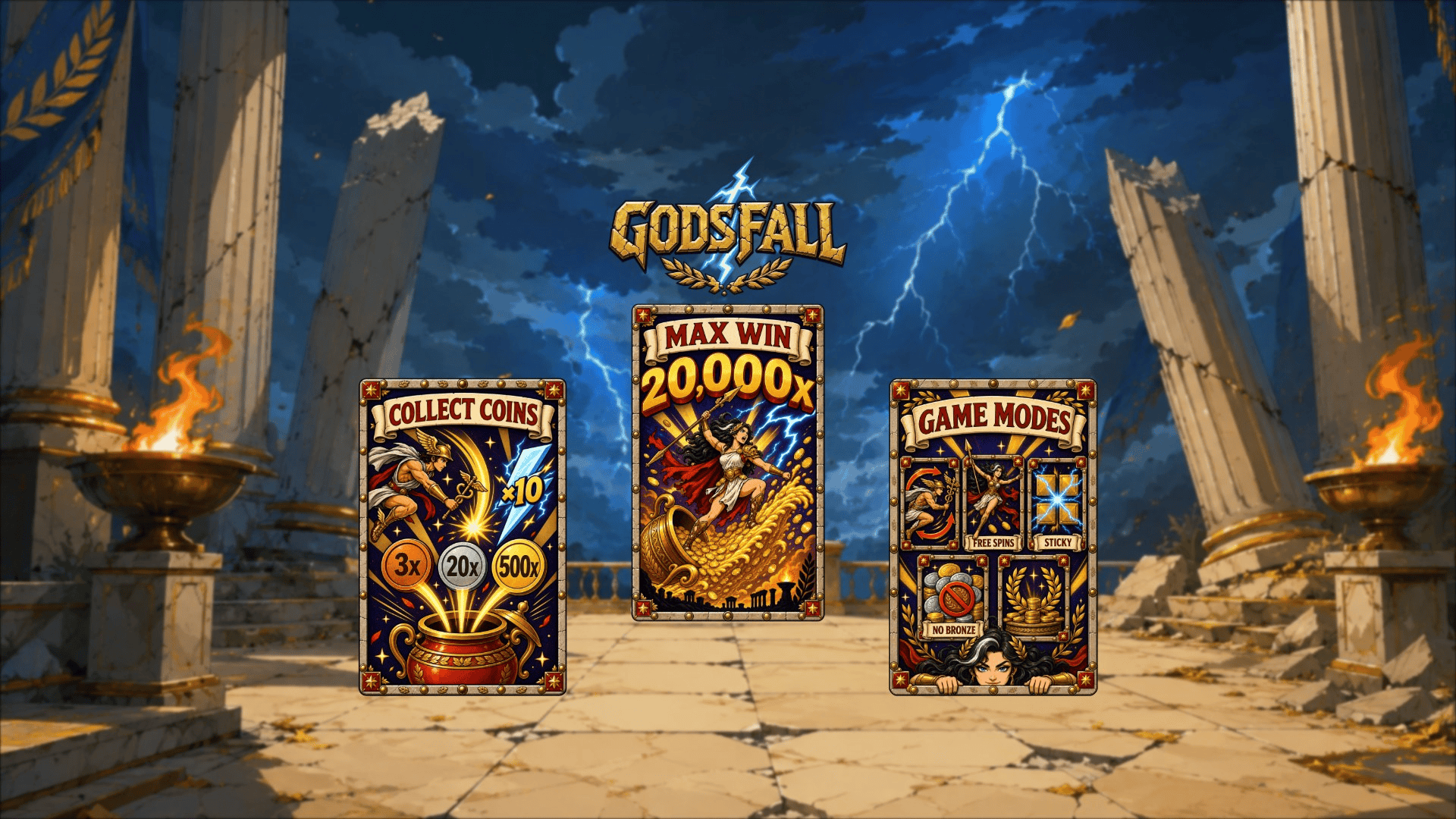 Godsfall slot intro screen