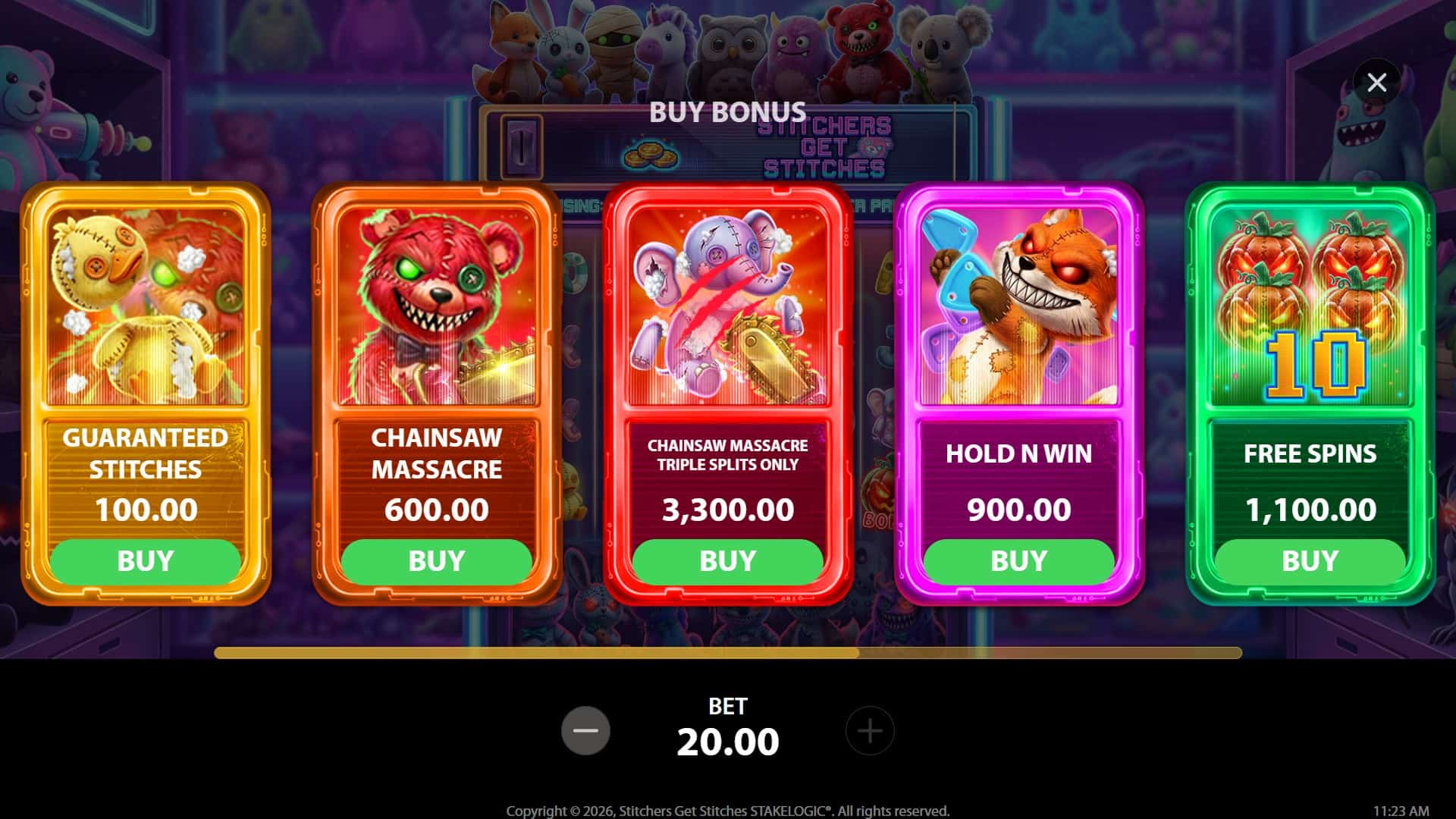Stitchers Get Stitches bonus buy menu