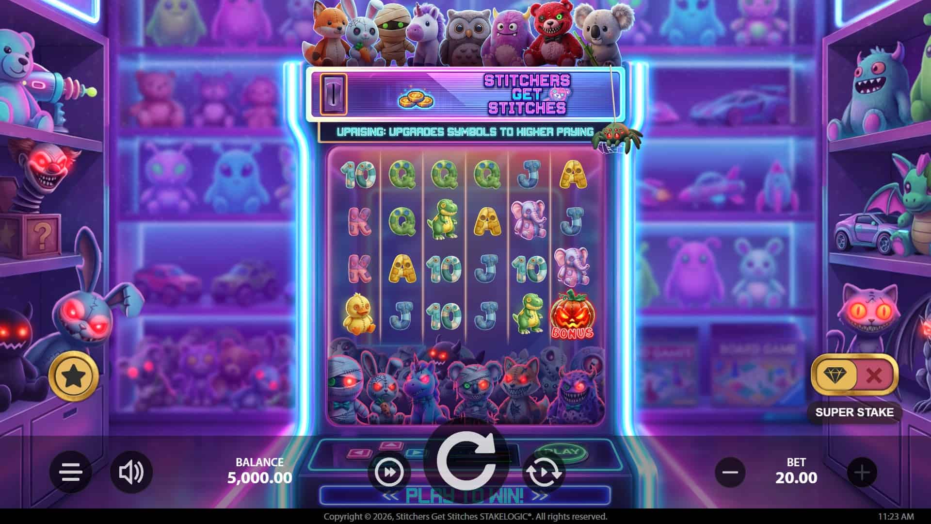 Stitchers Get Stitches slot gameplay reels