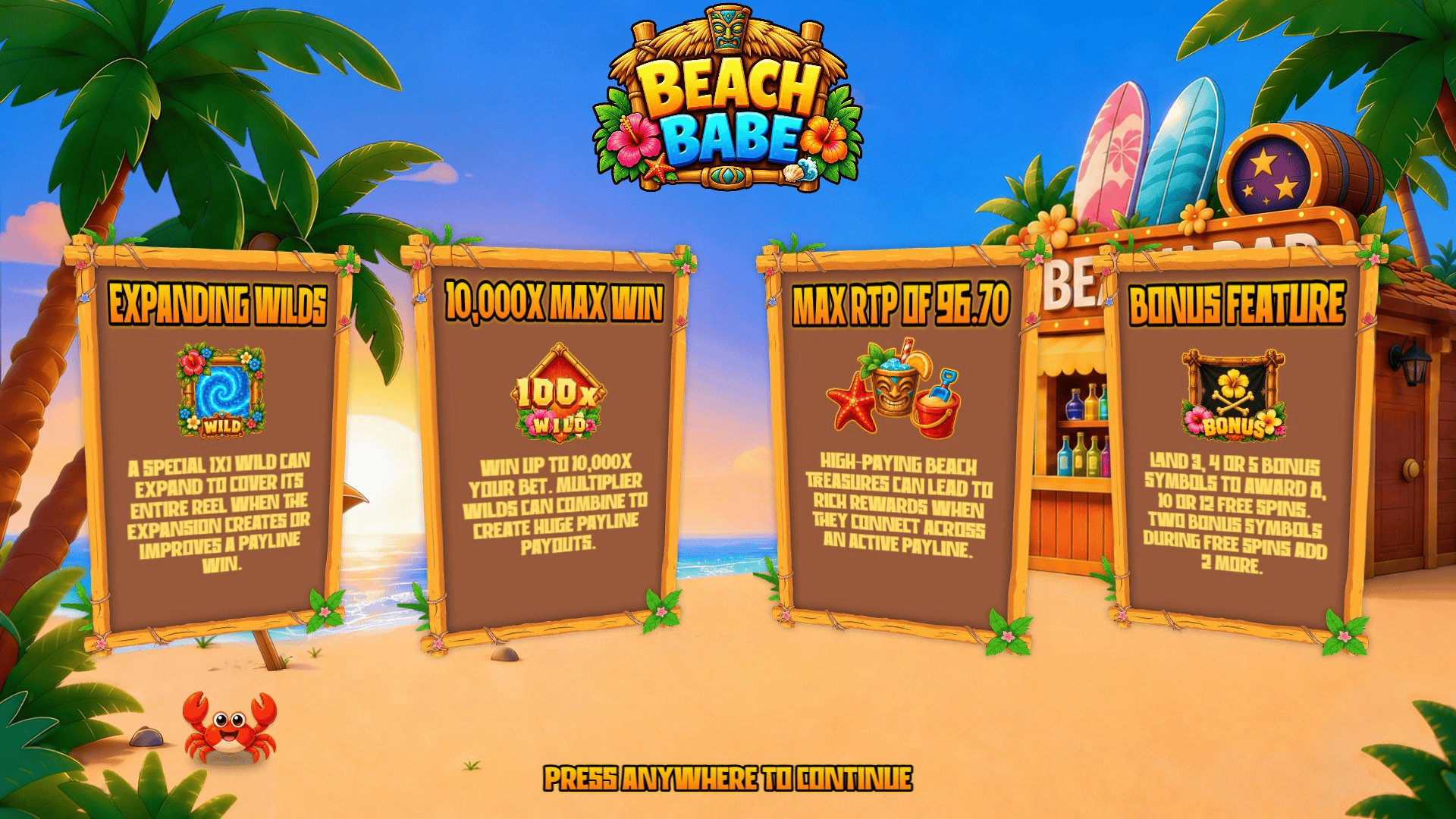 Beach Babe slot intro screen