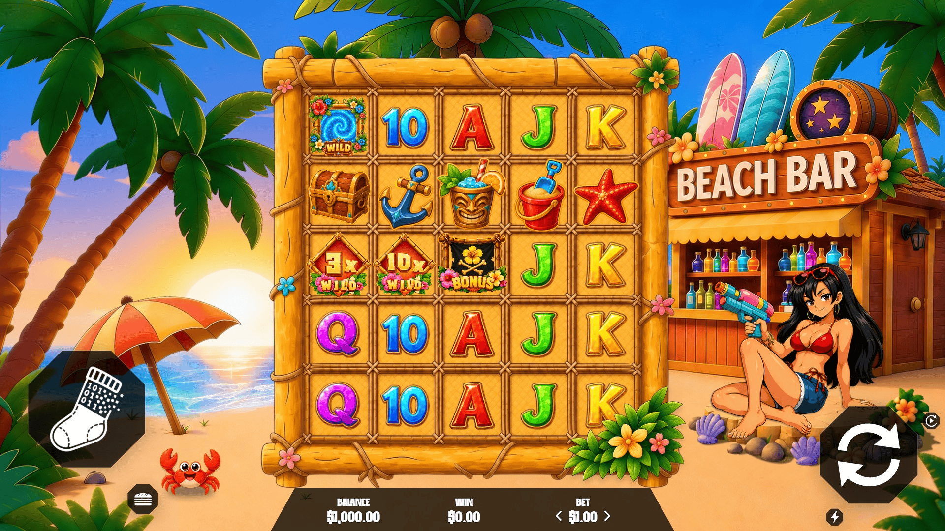 Beach Babe slot gameplay reels