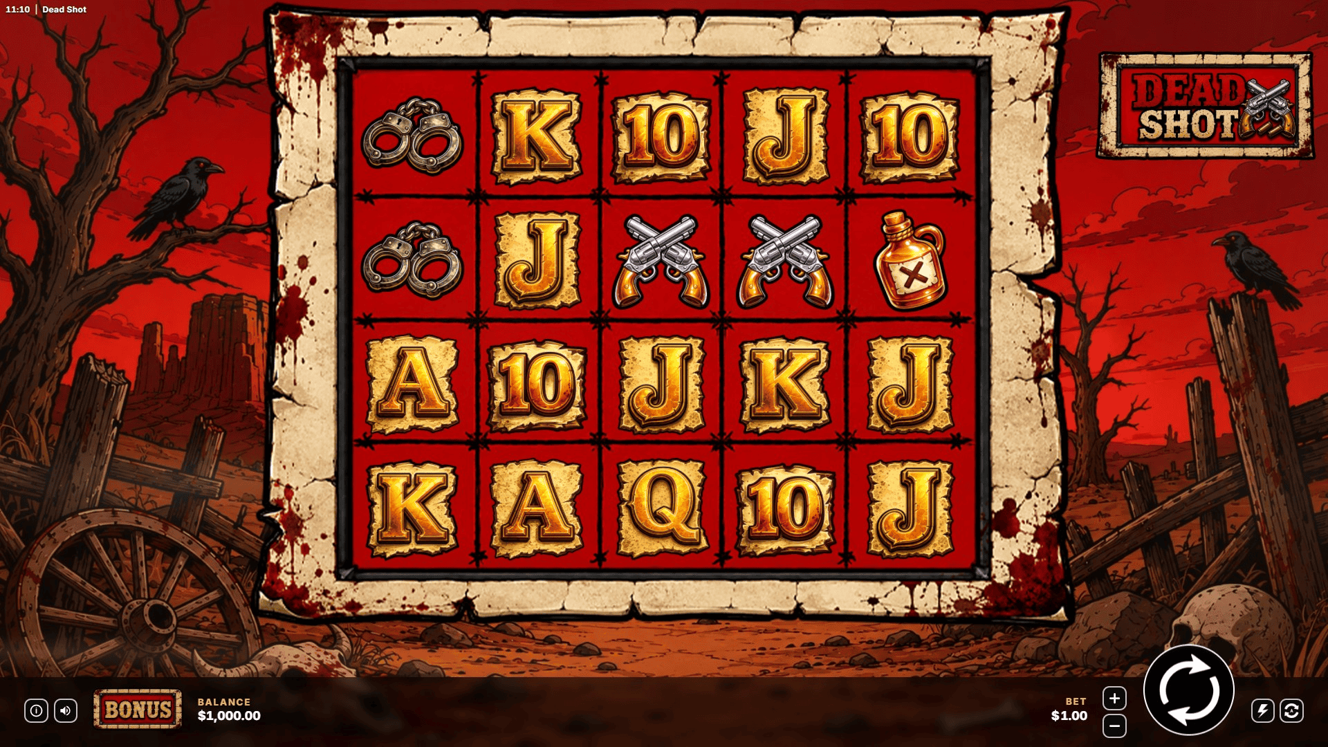 Dead Shot slot gameplay reels