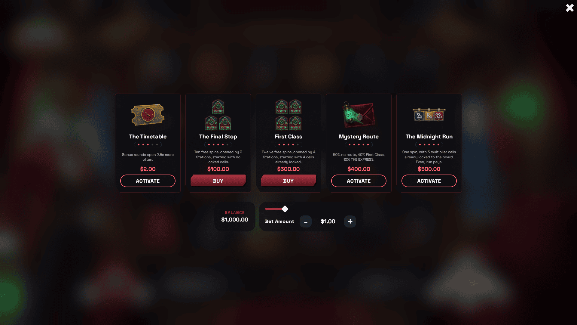 The Umbra Express bonus buy menu