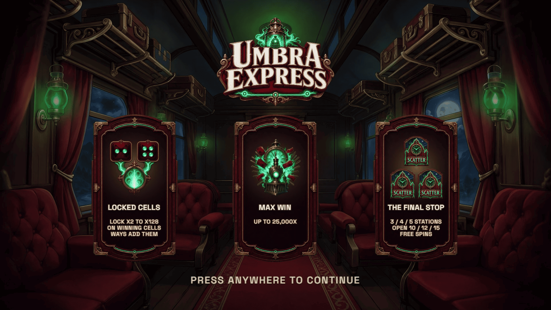 The Umbra Express slot intro screen