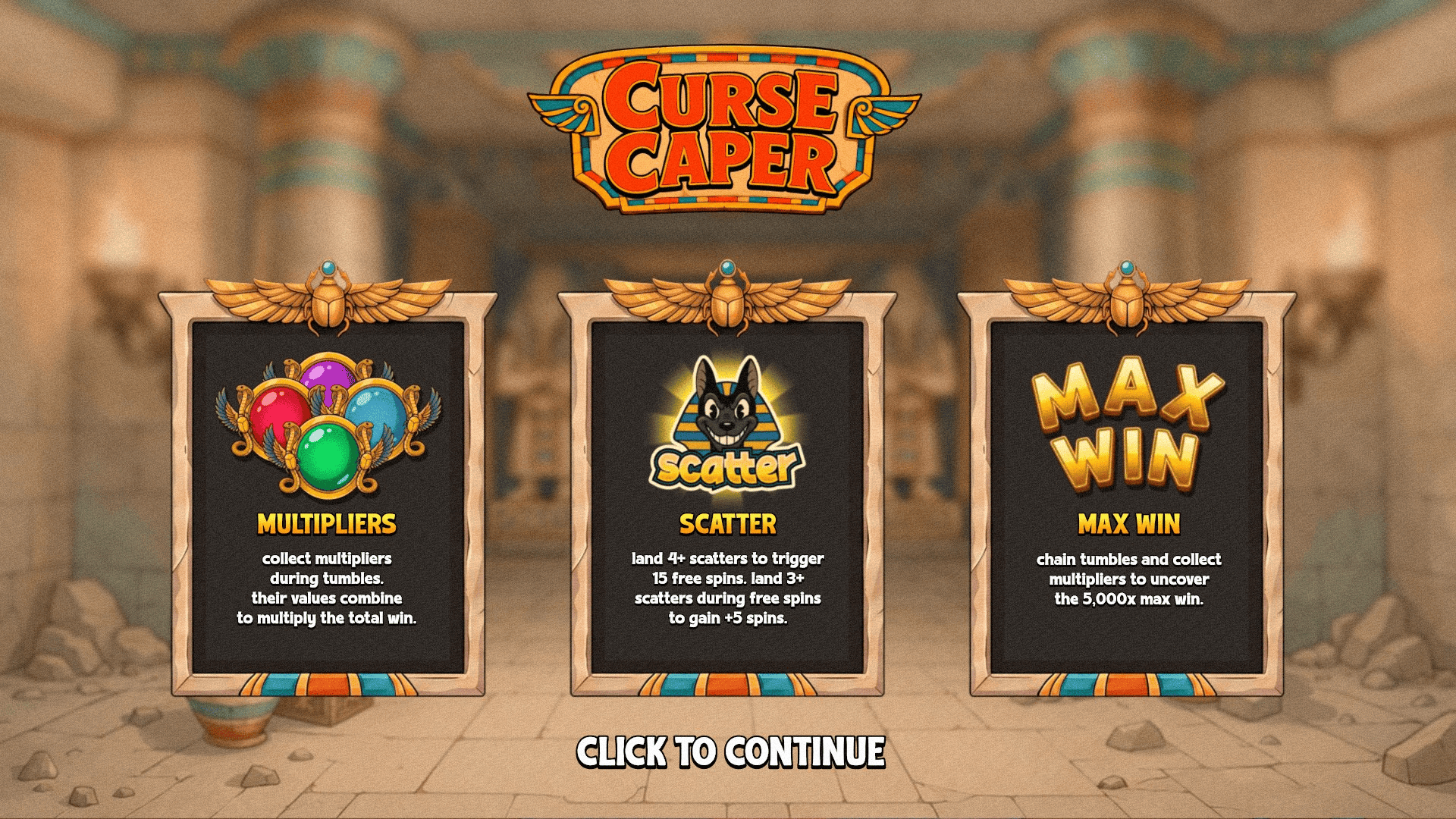 Curse Caper slot intro screen