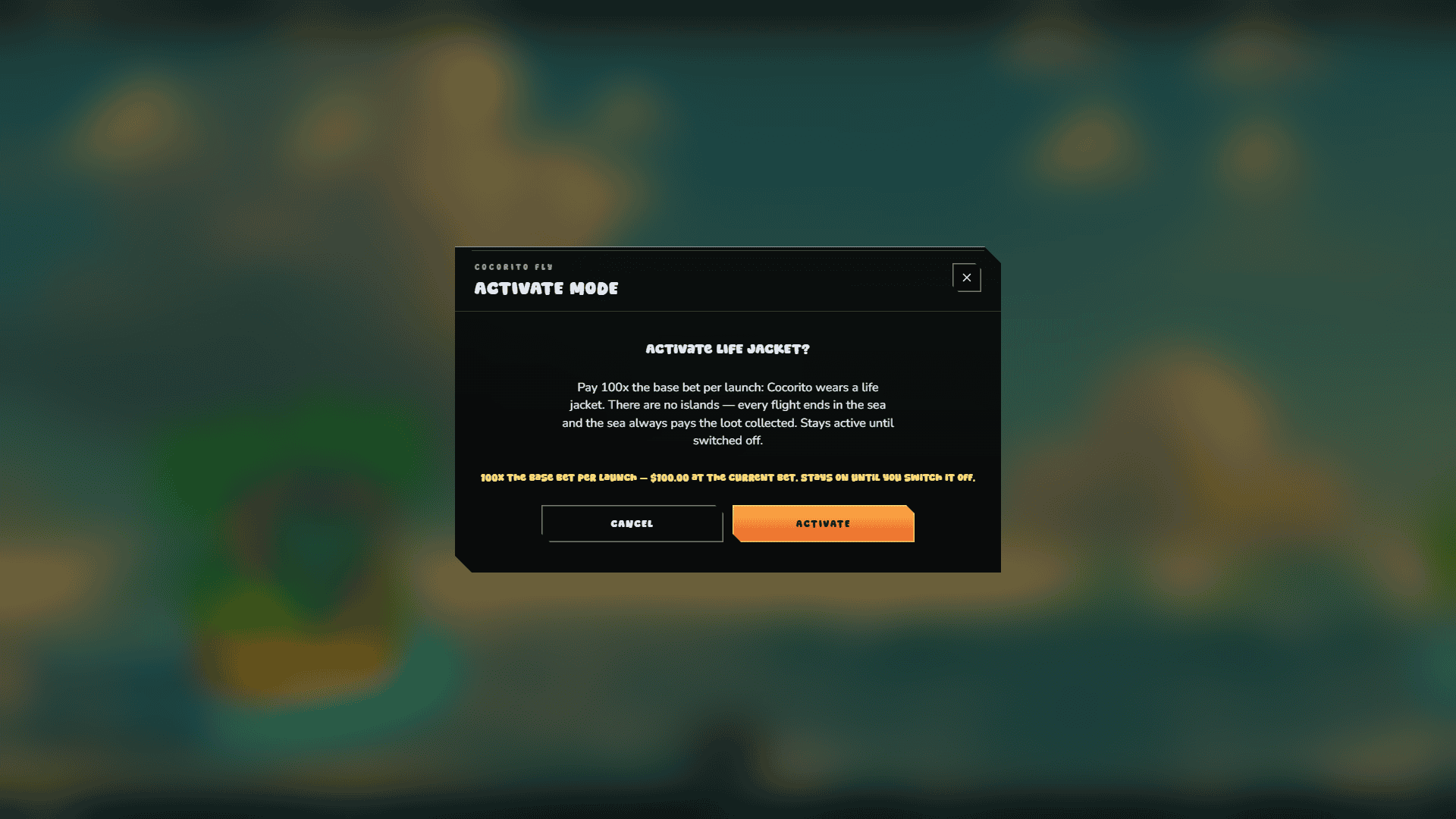 Cocorito Fly bonus buy menu
